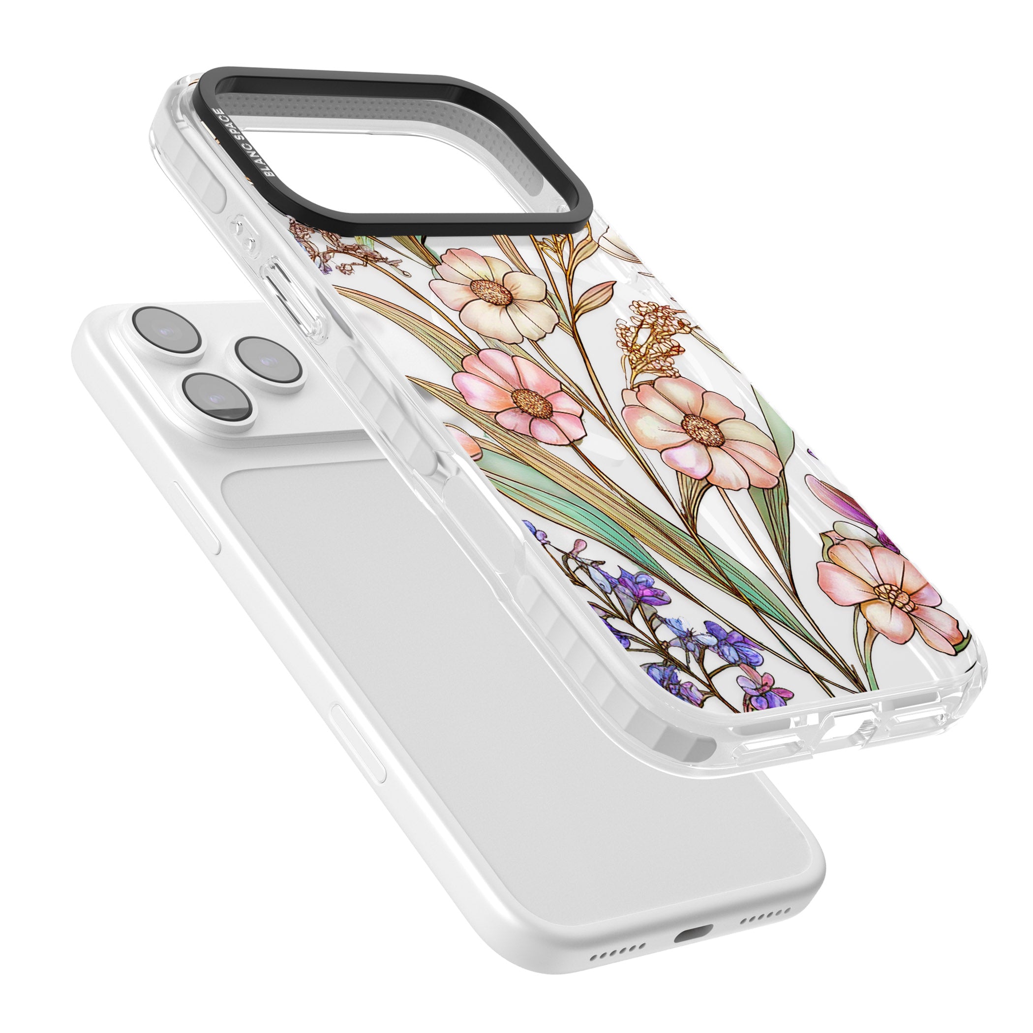 Glass Spring Flowers iPhone 17 Pro Impact Pro Clear Phone Case Colours