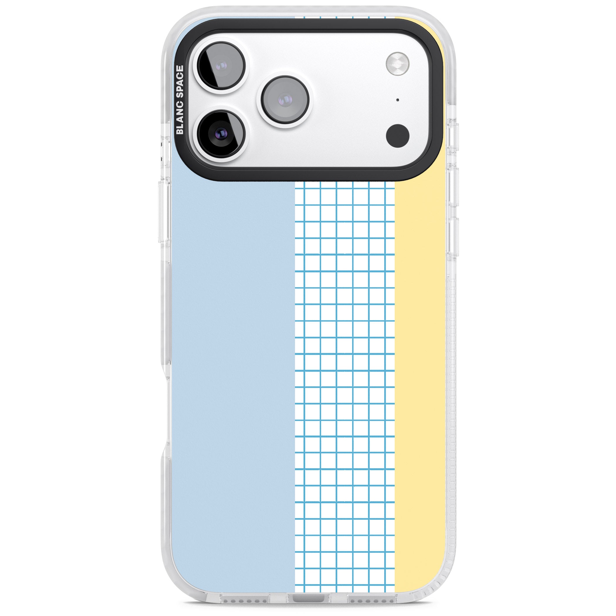 Abstract Grid Blue & Yellow iPhone 17 Pro Impact Pro Clear Phone Case