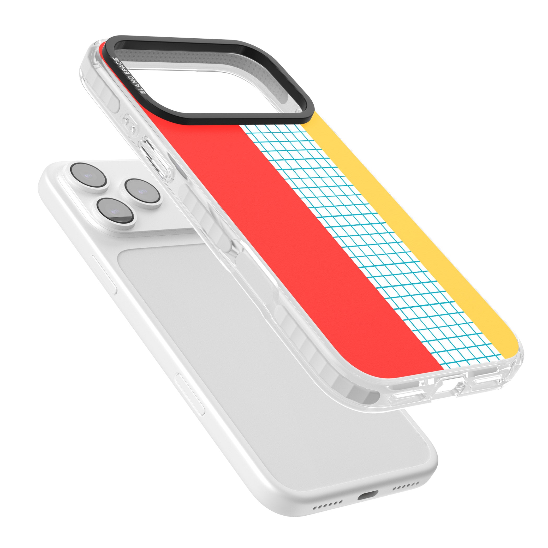 Abstract Grid Red, Blue, Yellow iPhone 17 Pro Impact Pro Clear Phone Case Colours