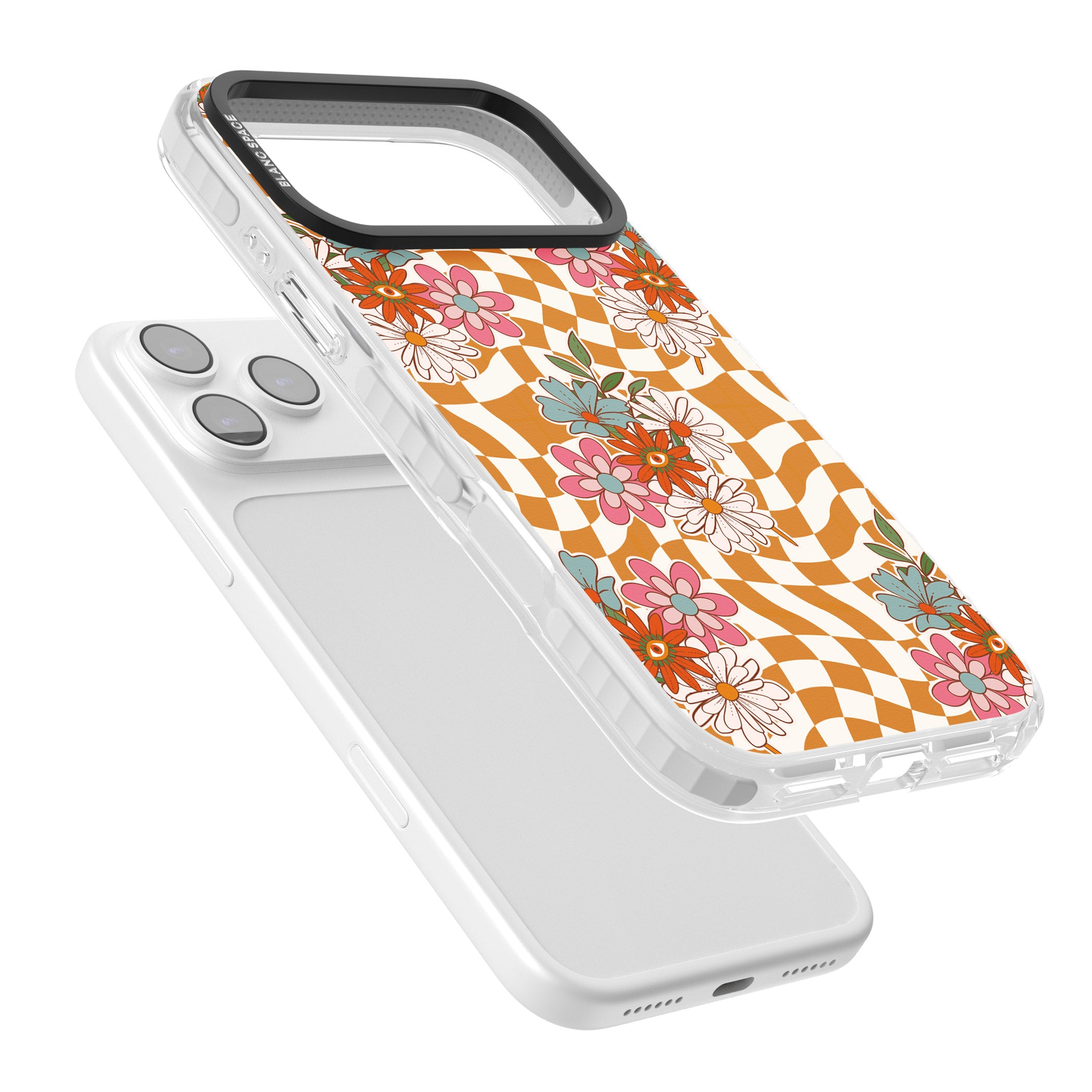 Wavy Checked Bloom iPhone 17 Pro Impact Pro Clear Phone Case Colours