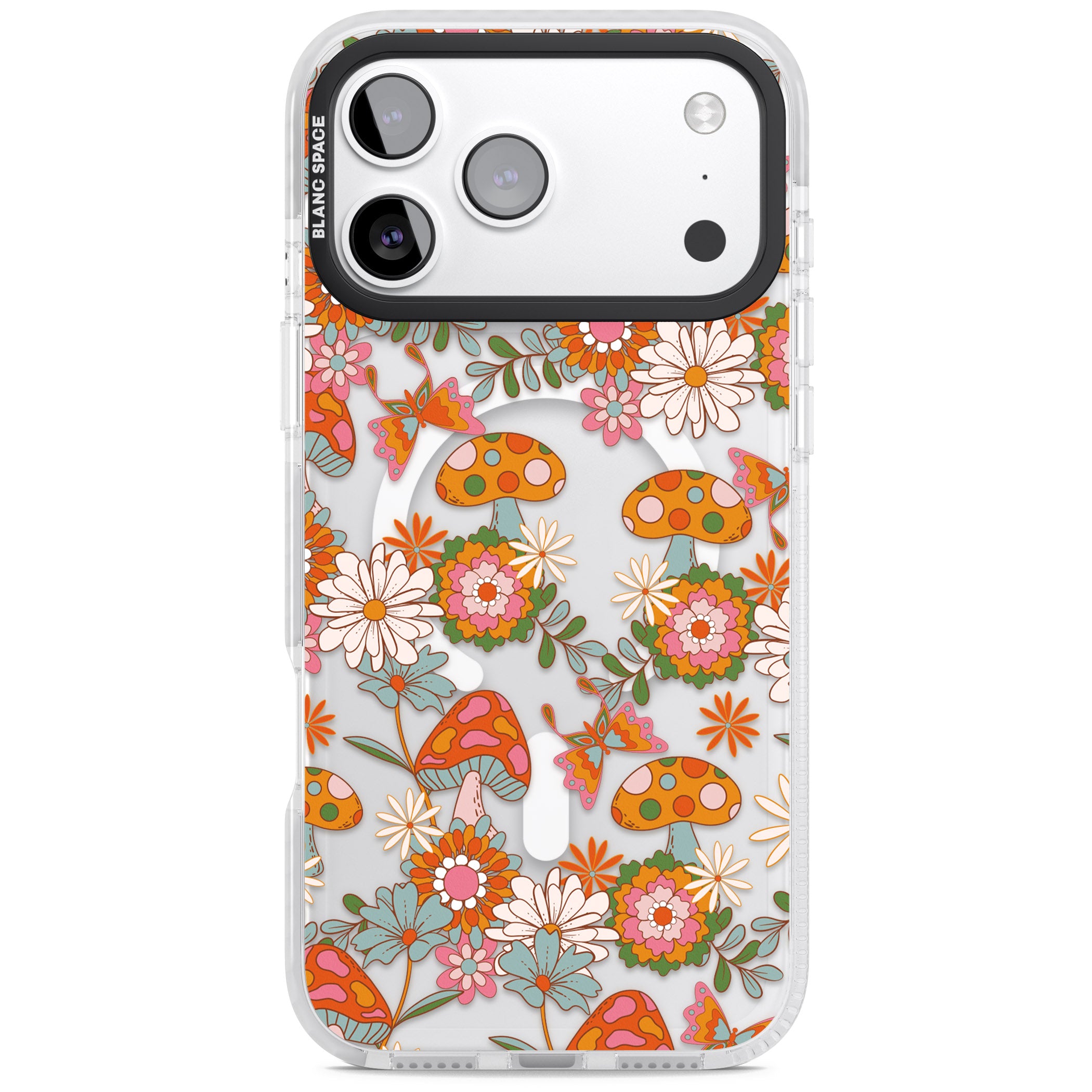 Groovy Shrooms & Flowers iPhone 17 Pro Impact Pro Clear Phone Case