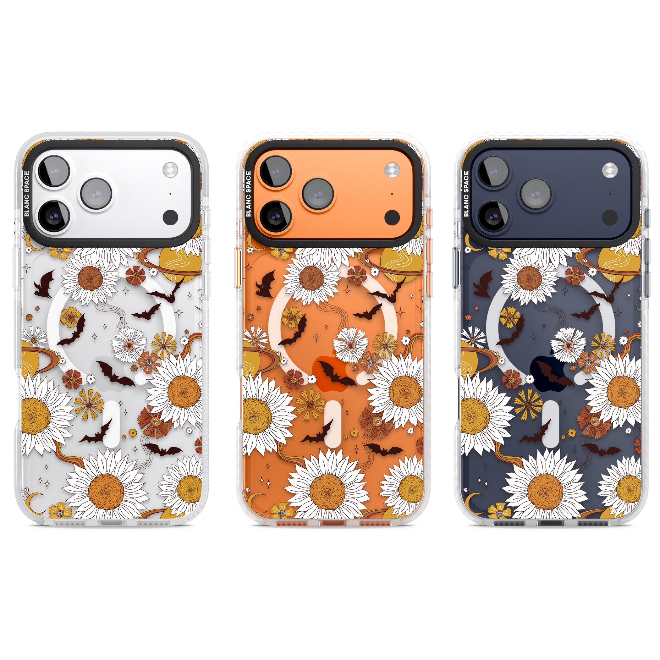 Halloween Bats And Planets iPhone 17 Pro Impact Pro Clear Phone Case APT Impact Protection