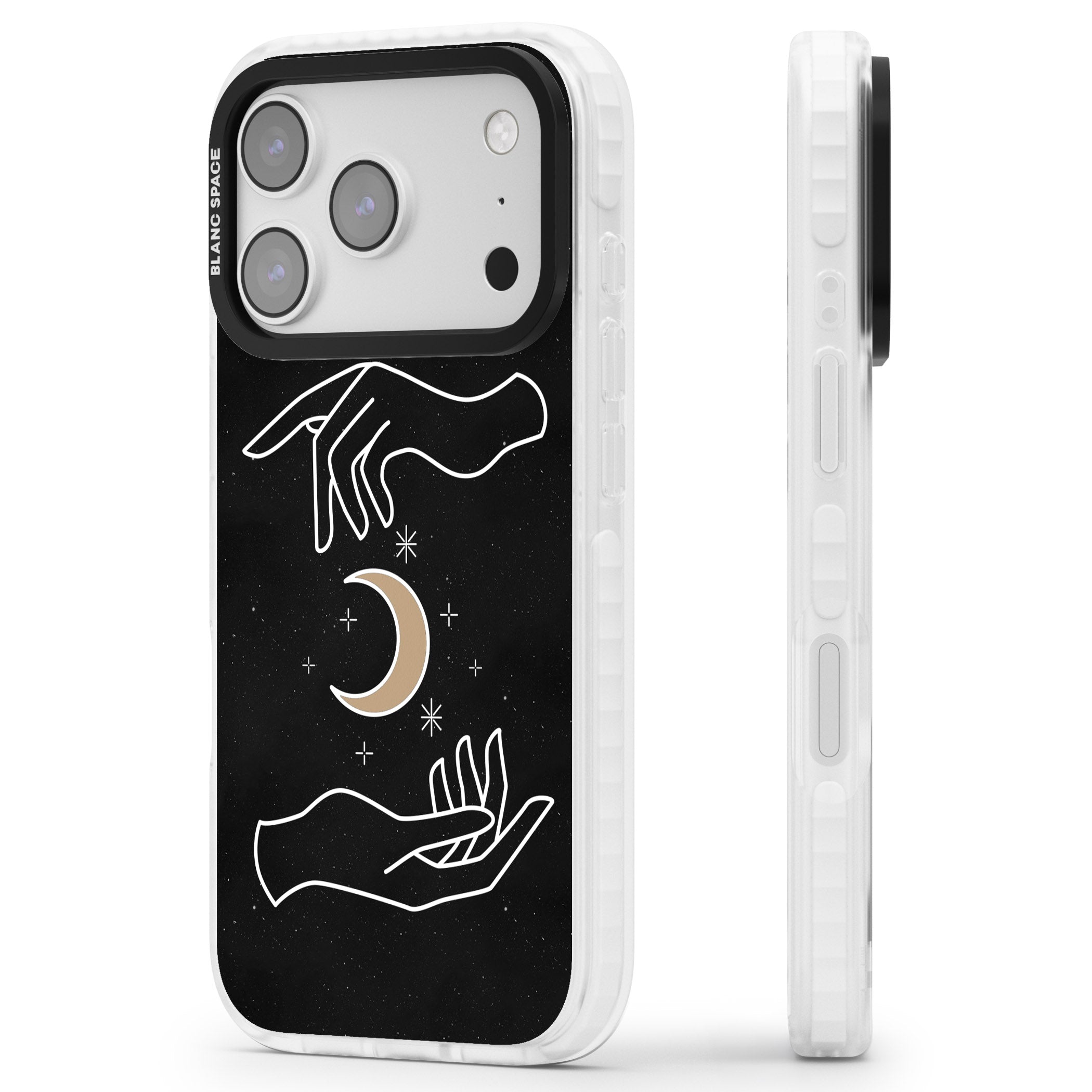 Cosmic Hands iPhone 17 Pro Impact Pro Clear Phone Case Side Profile