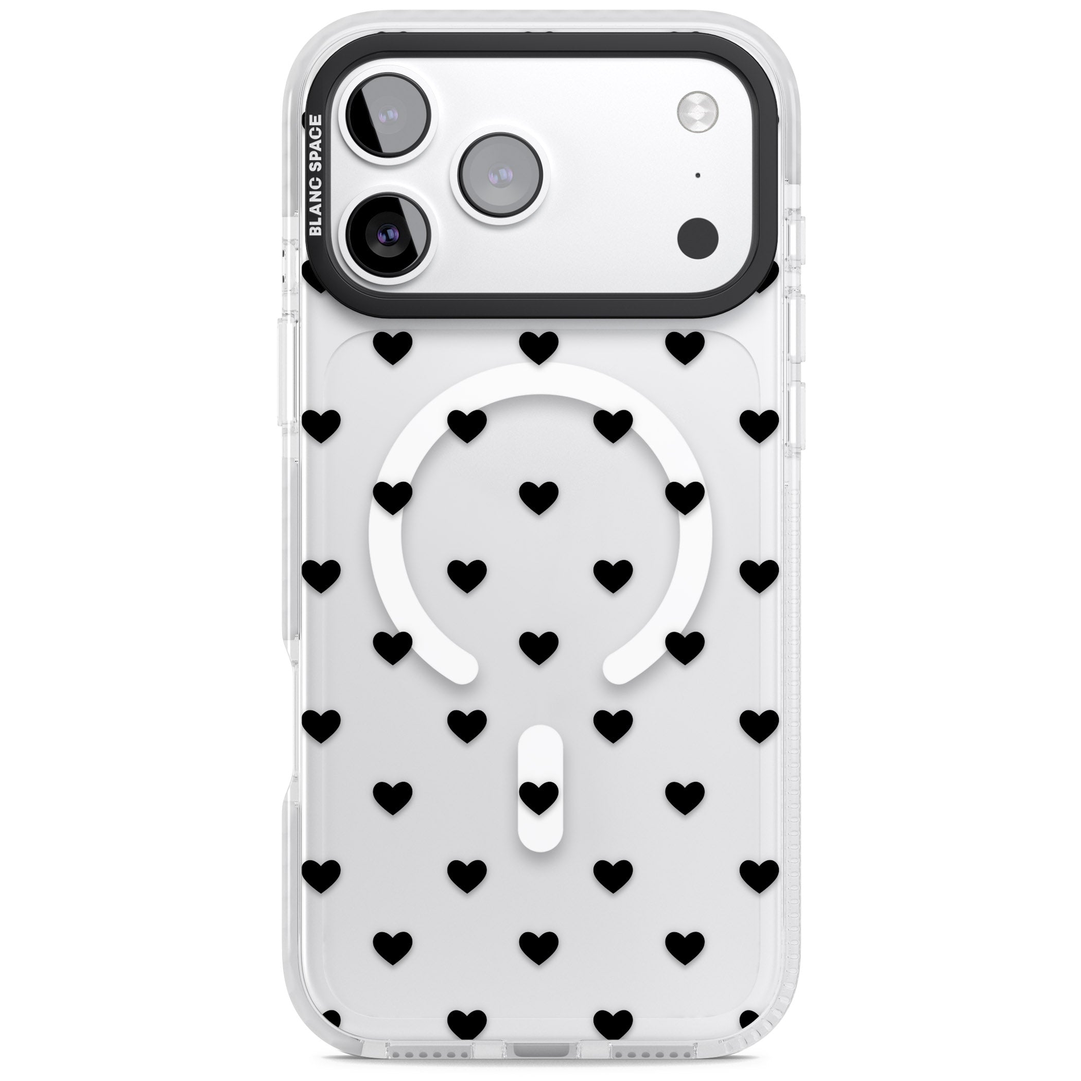 Small Heart Pattern: White & iPhone 17 Pro Impact Pro Clear Phone Case