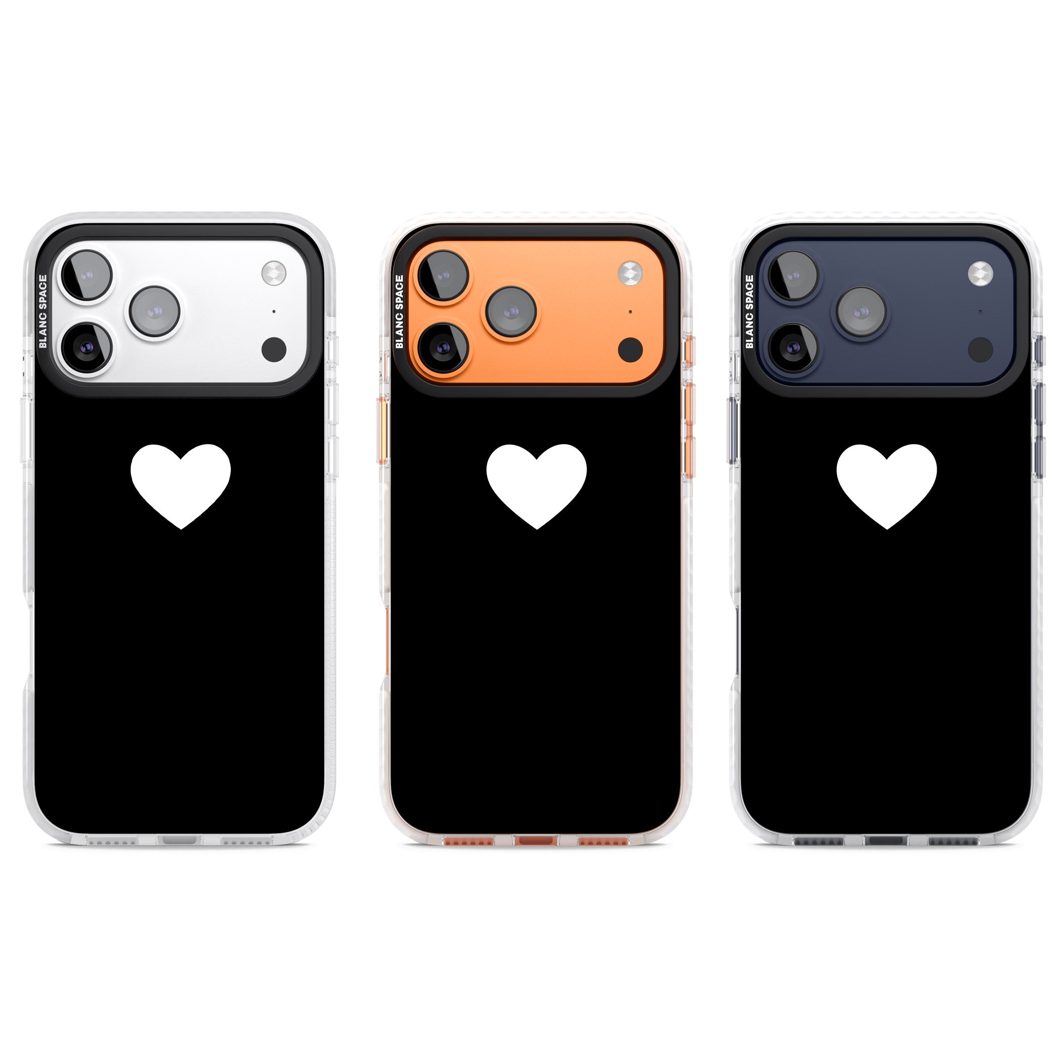 Single Heart Design: White & iPhone 17 Pro Impact Pro Clear Phone Case APT Impact Protection