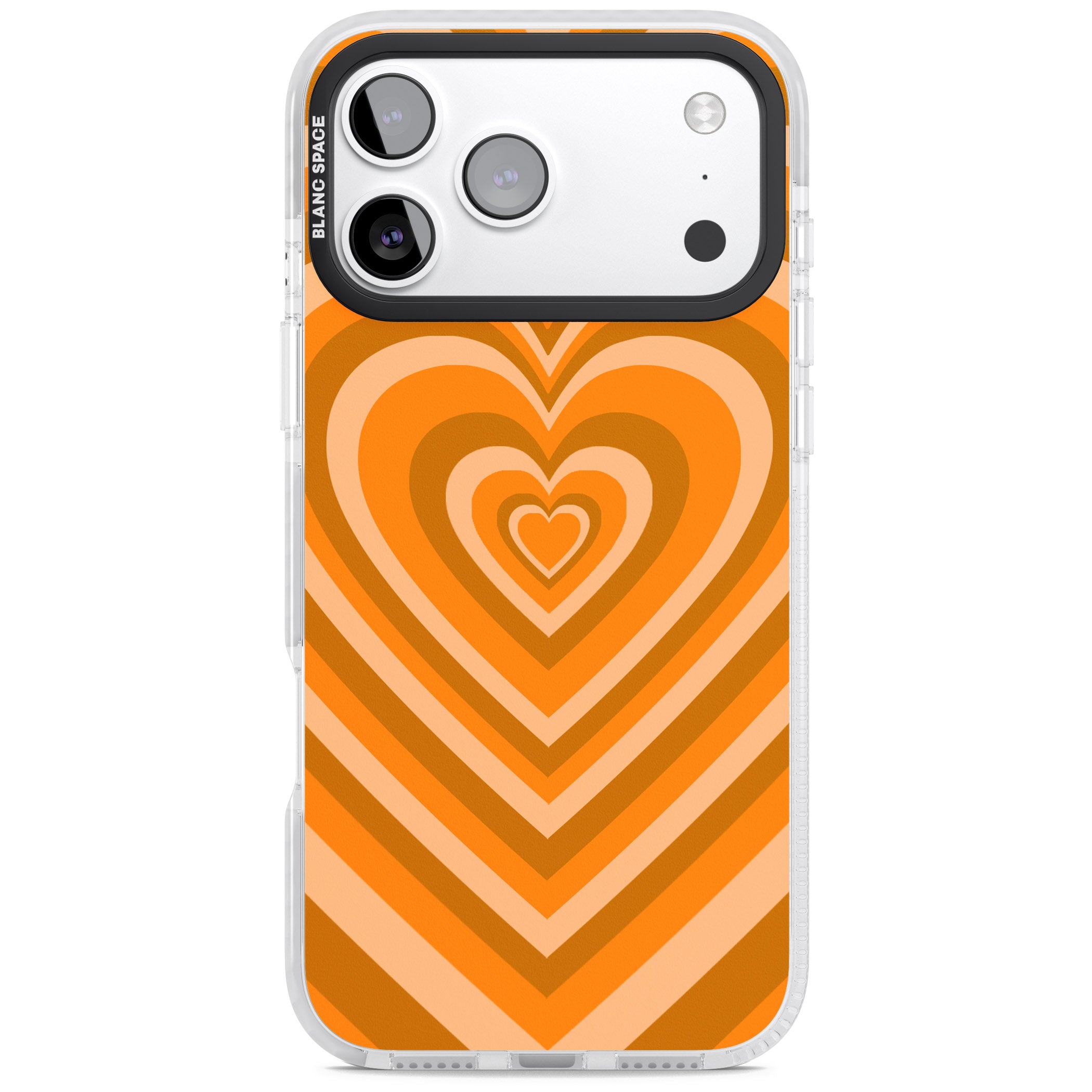 Orange Heart Illusion iPhone 17 Pro Impact Pro Clear Phone Case