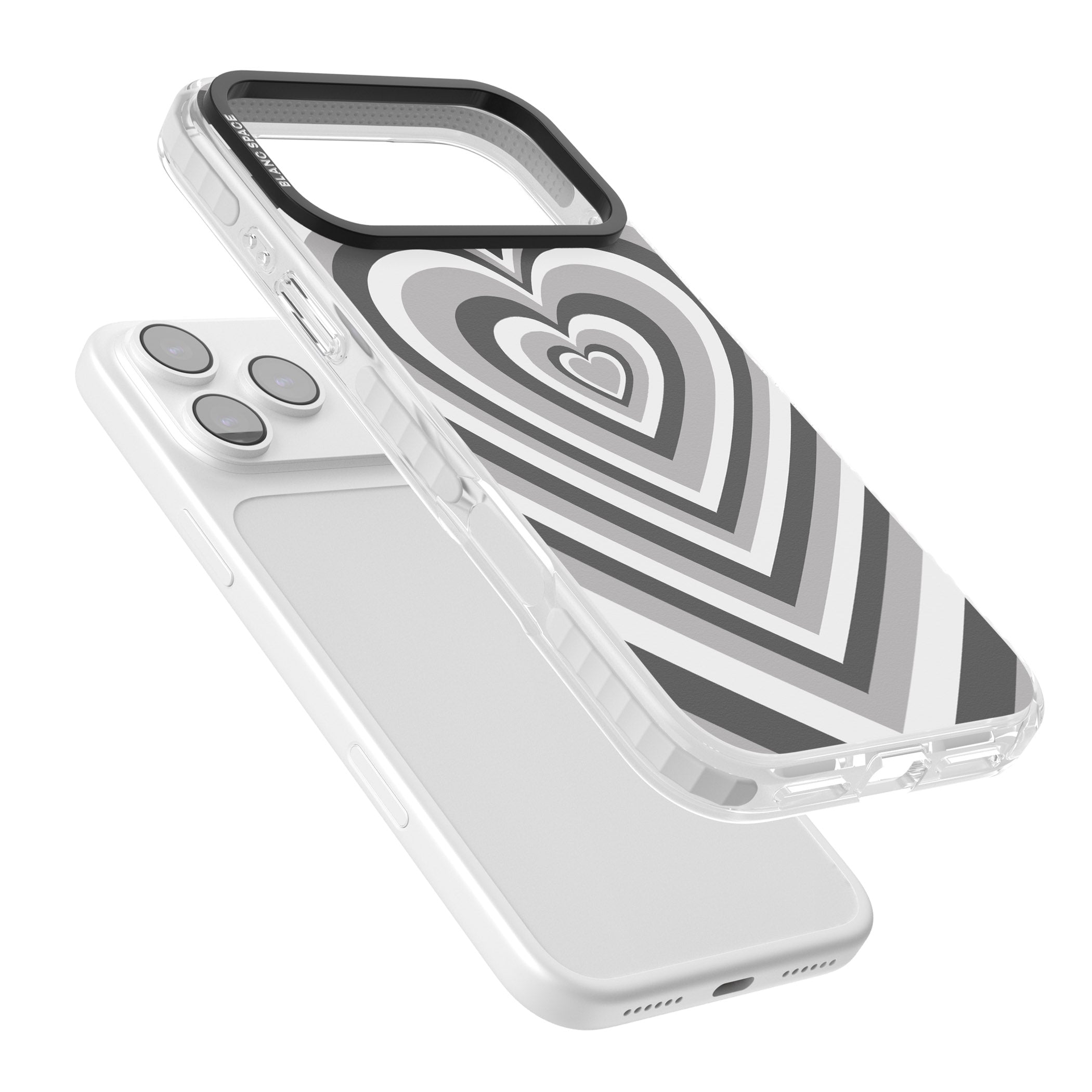 Monochrome Heart Illusion iPhone 17 Pro Impact Pro Clear Phone Case Colours