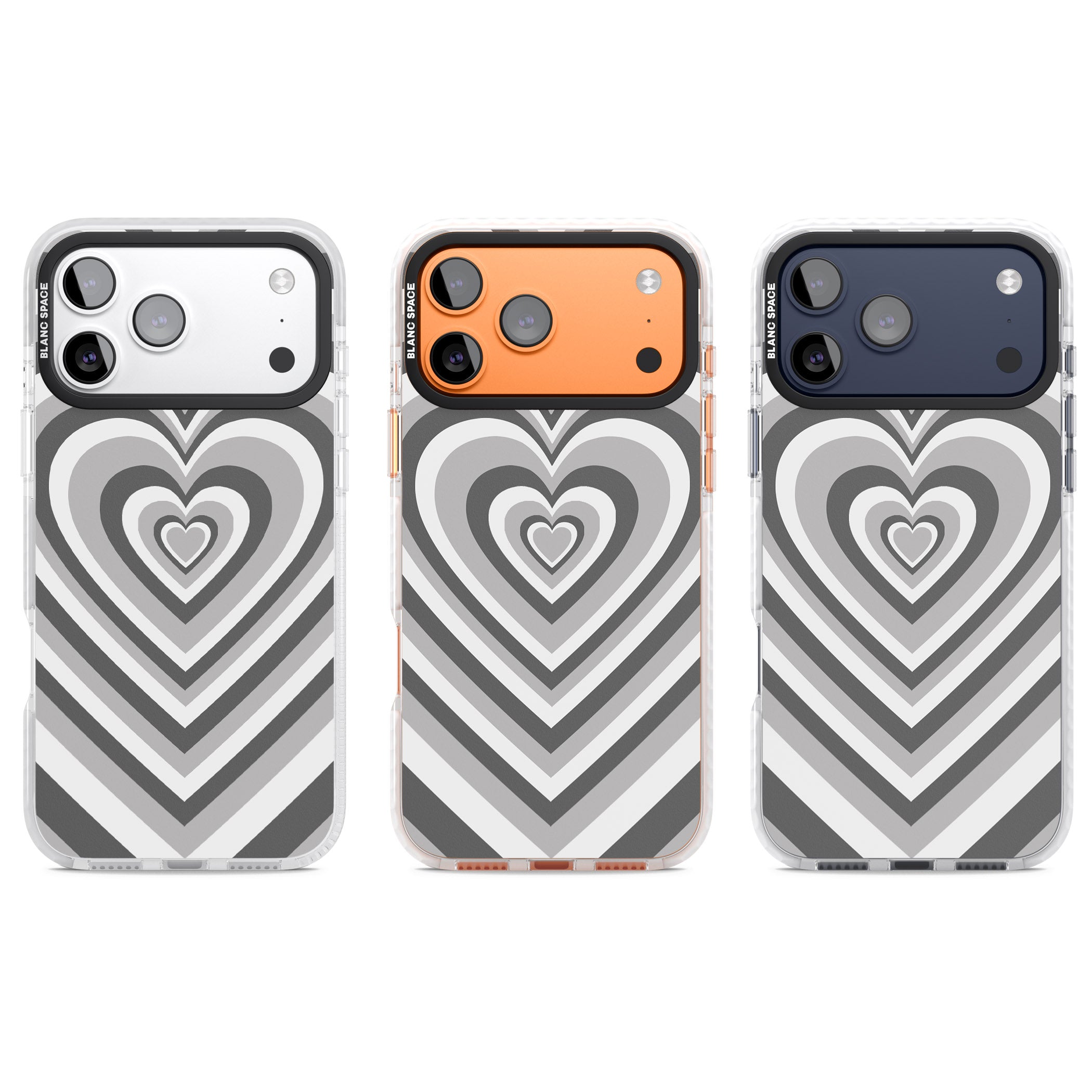Monochrome Heart Illusion iPhone 17 Pro Impact Pro Clear Phone Case APT Impact Protection