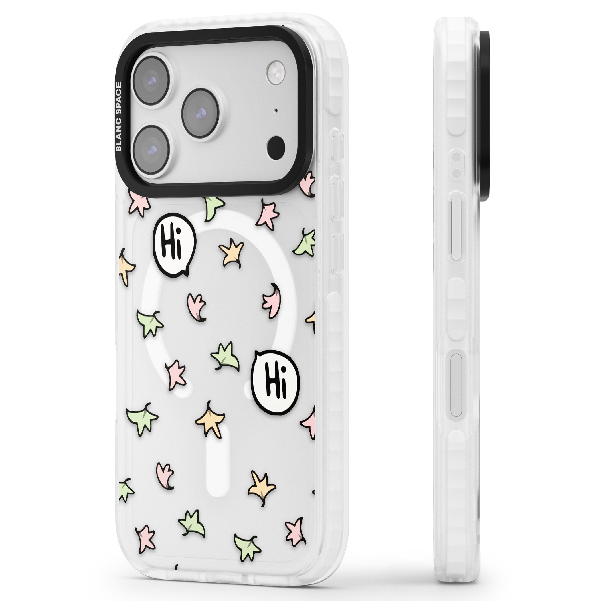Heartstopper Leaves Pattern iPhone 17 Pro Impact Pro Clear Phone Case Side Profile