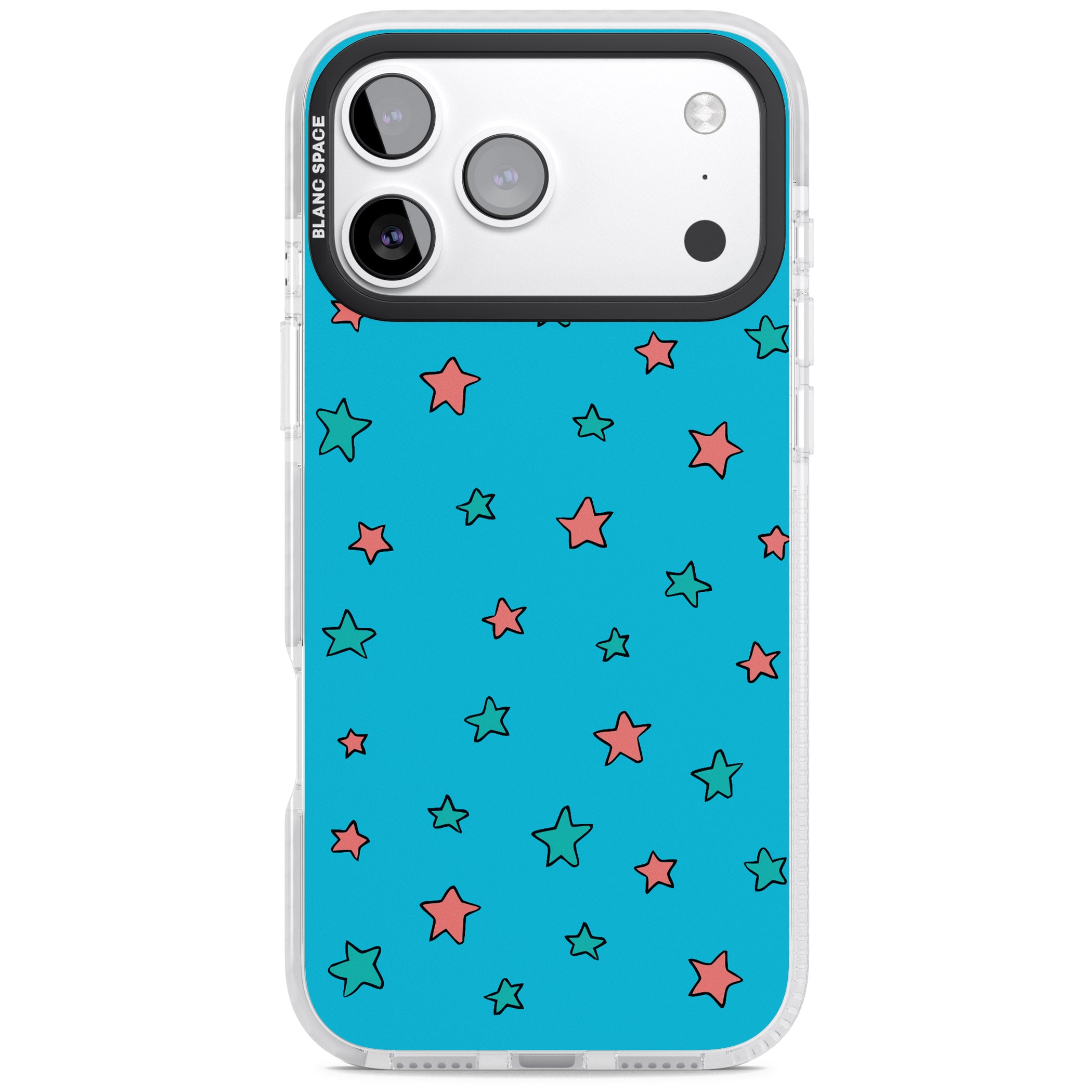 Blue Heartstopper Stars Pattern iPhone 17 Pro Impact Pro Clear Phone Case