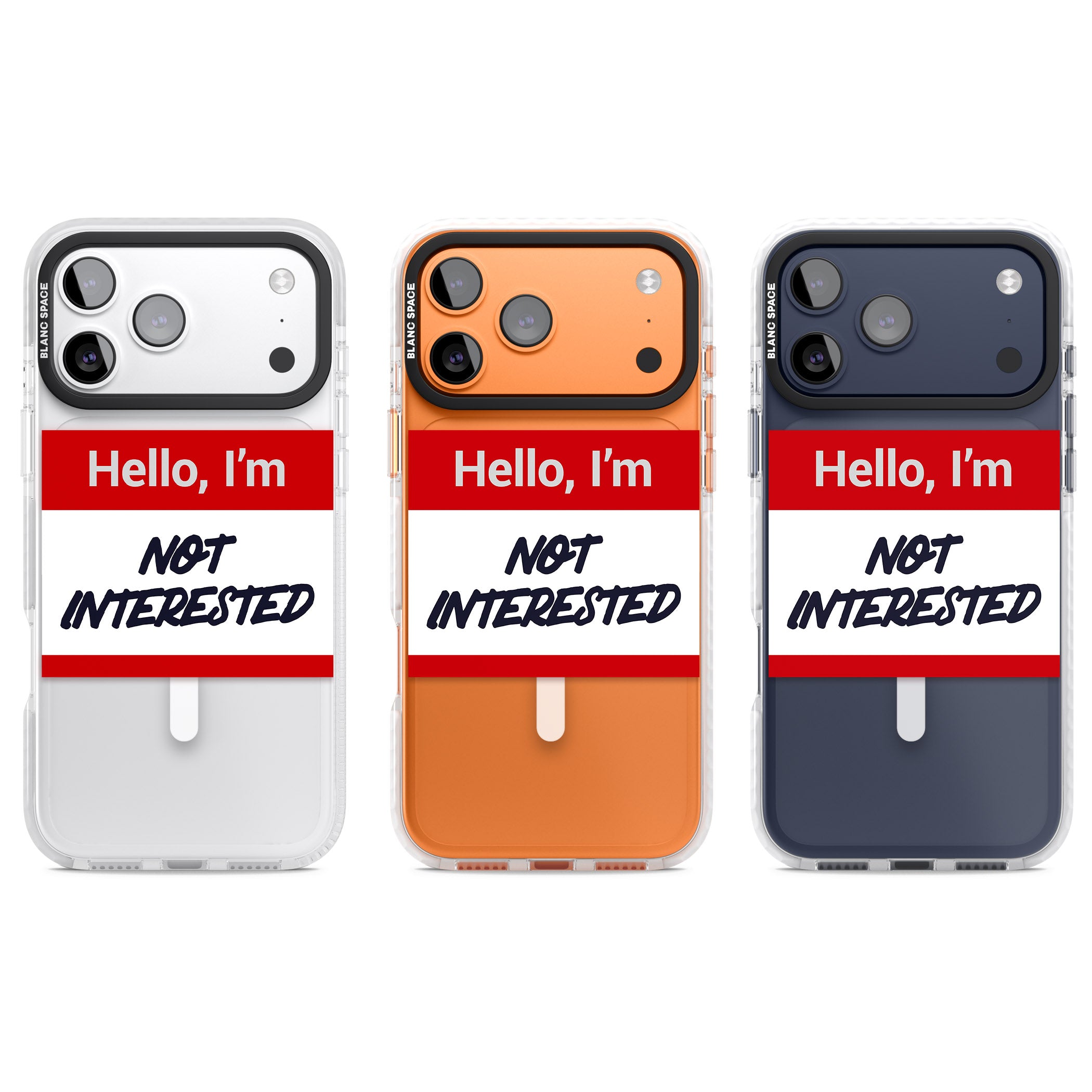 Funny Hello Name Tag Not Interested iPhone 17 Pro Impact Pro Clear Phone Case APT Impact Protection
