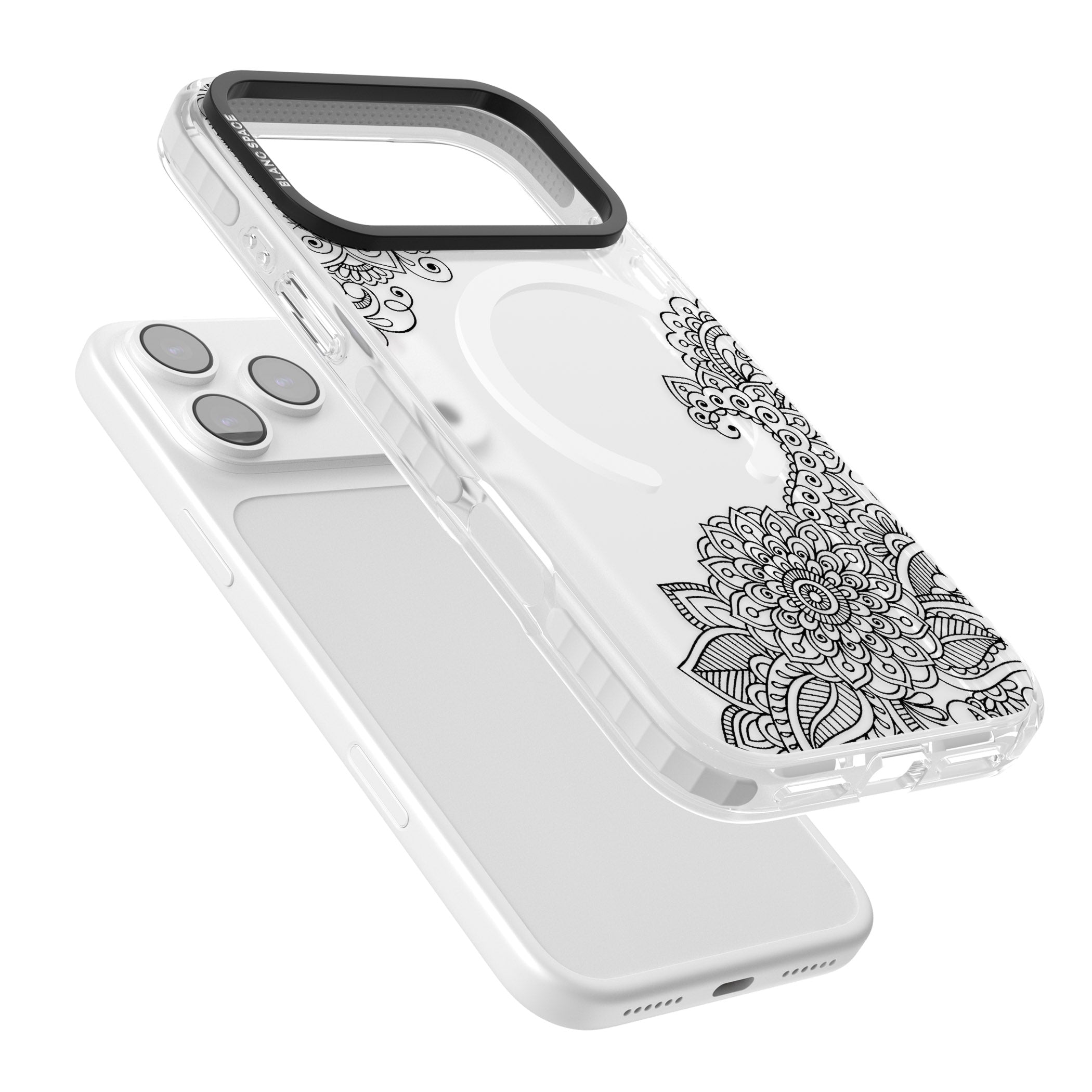 Black Henna Botanicals iPhone 17 Pro Impact Pro Clear Phone Case Colours