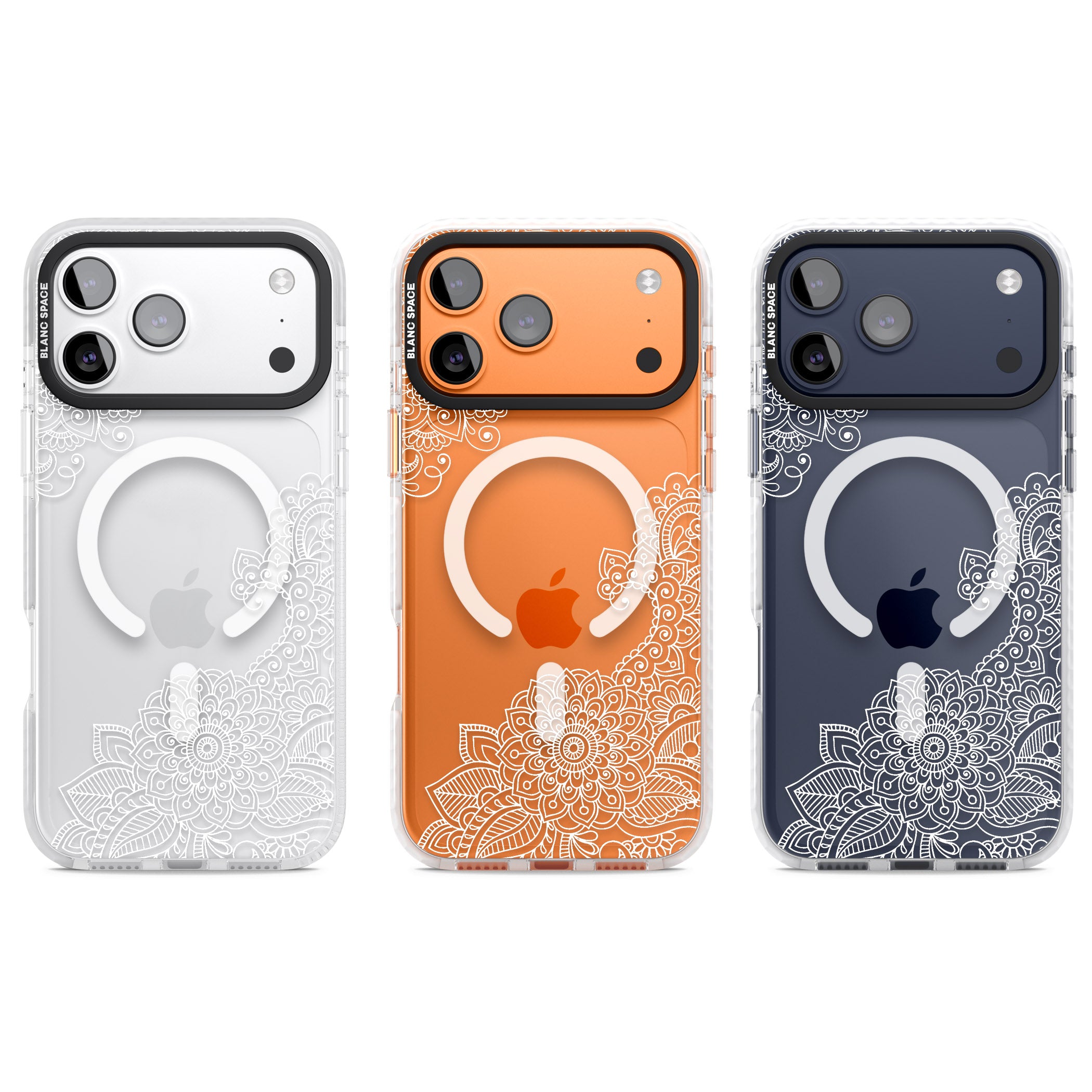 White Henna Botanicals iPhone 17 Pro Impact Pro Clear Phone Case APT Impact Protection