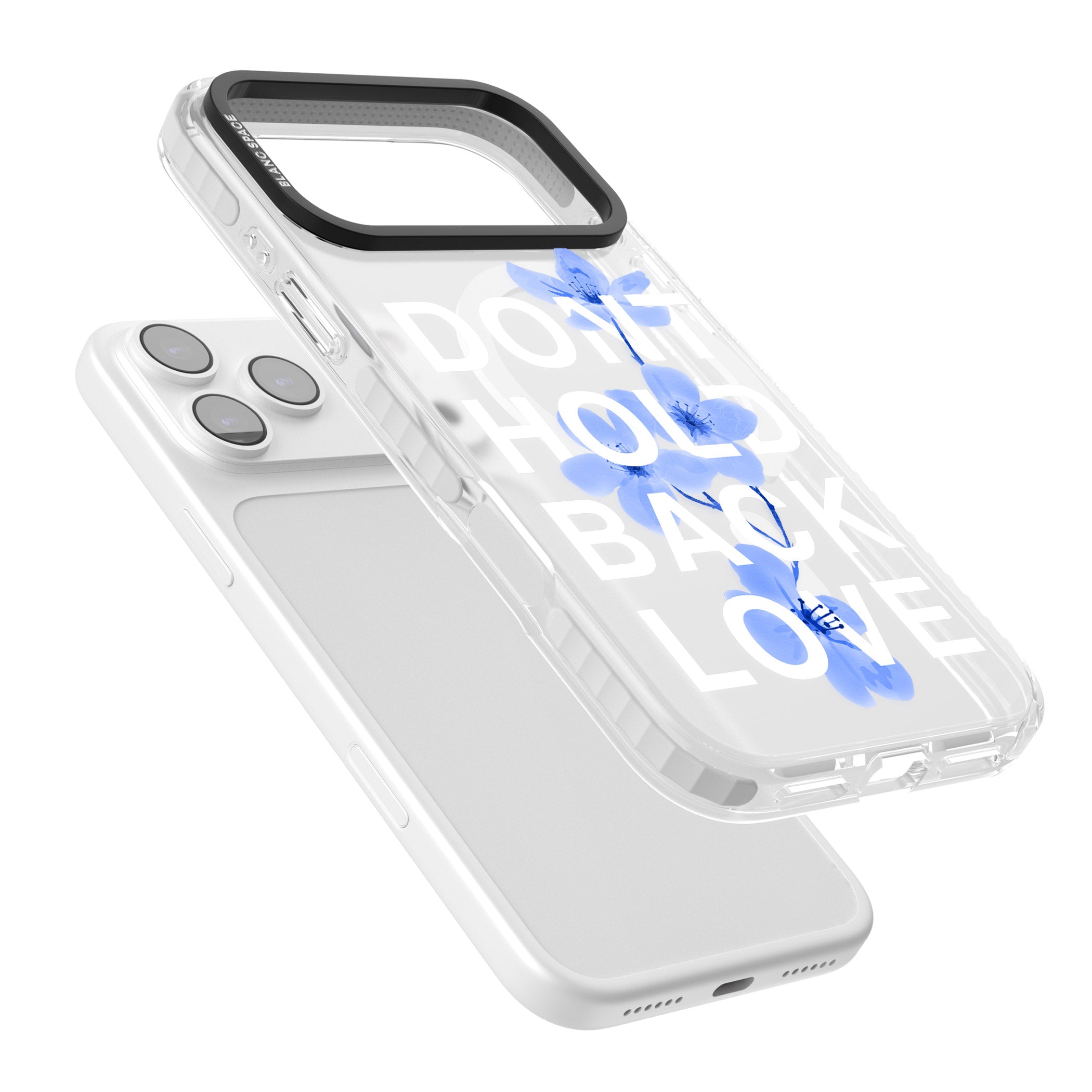 Don'T Hold Back Love Blue & White iPhone 17 Pro Impact Pro Clear Phone Case Colours