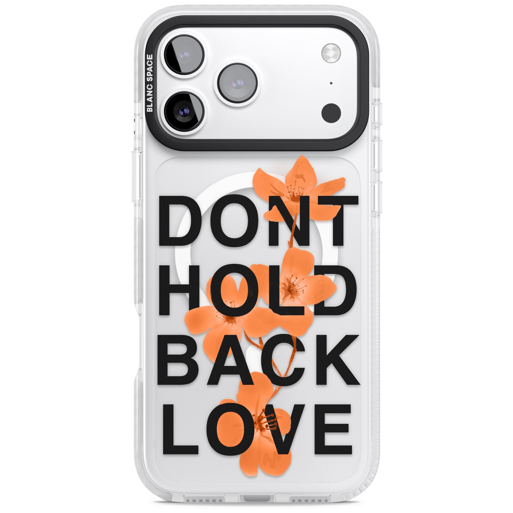 Don'T Hold Back Love Orange & Black iPhone 17 Pro Impact Pro Clear Phone Case