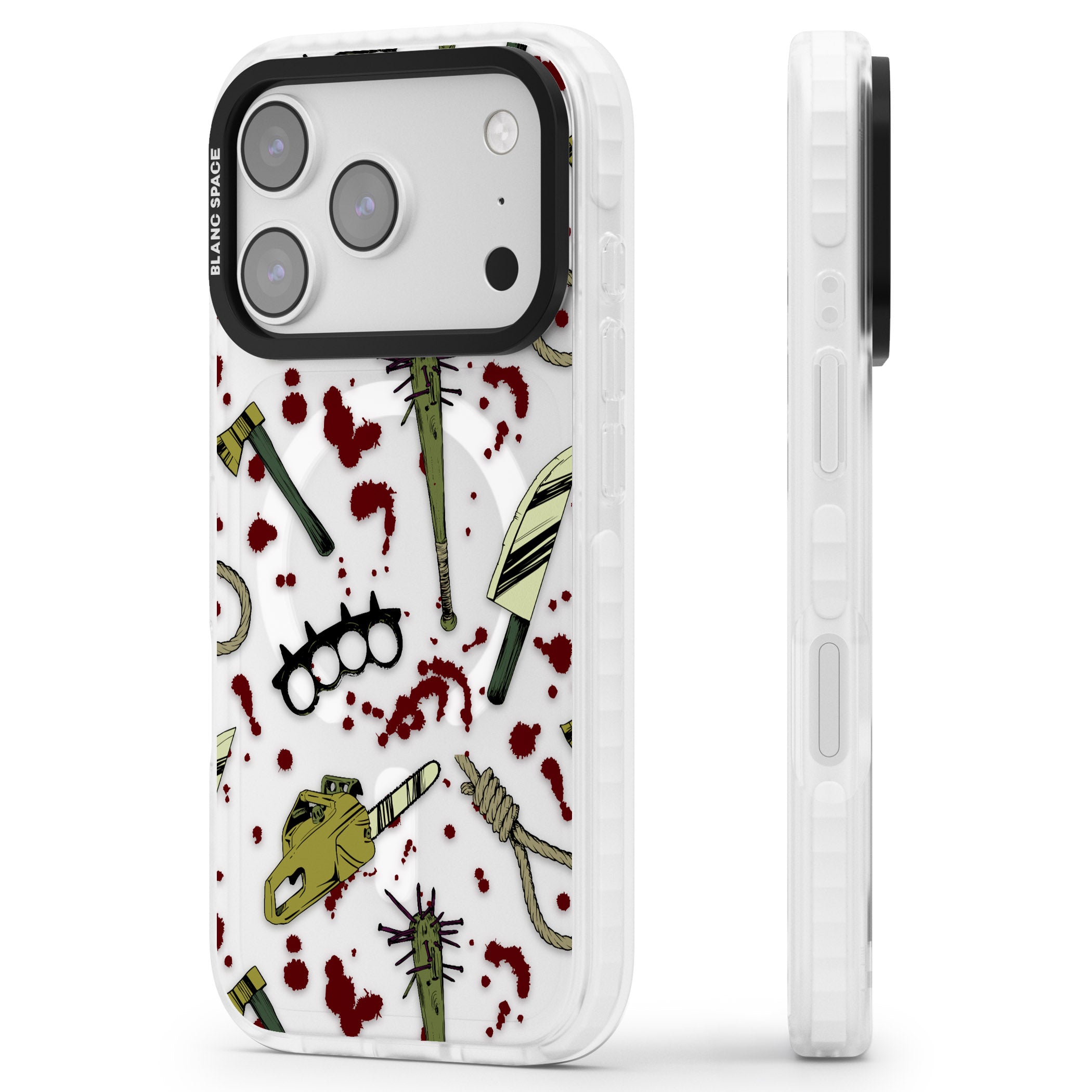 Movie Massacre iPhone 17 Pro Impact Pro Clear Phone Case Side Profile