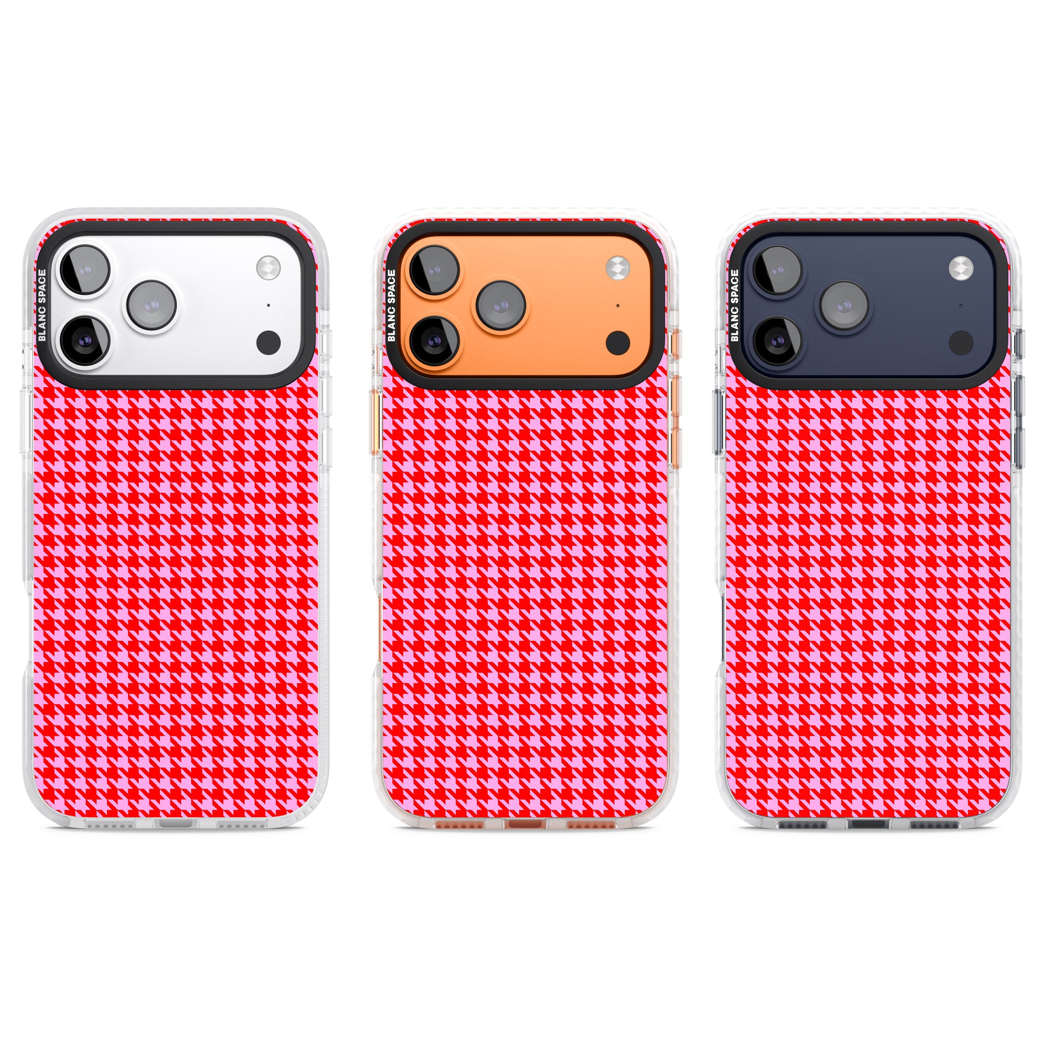 Neon Pink & Red Houndstooth iPhone 17 Pro Impact Pro Clear Phone Case APT Impact Protection