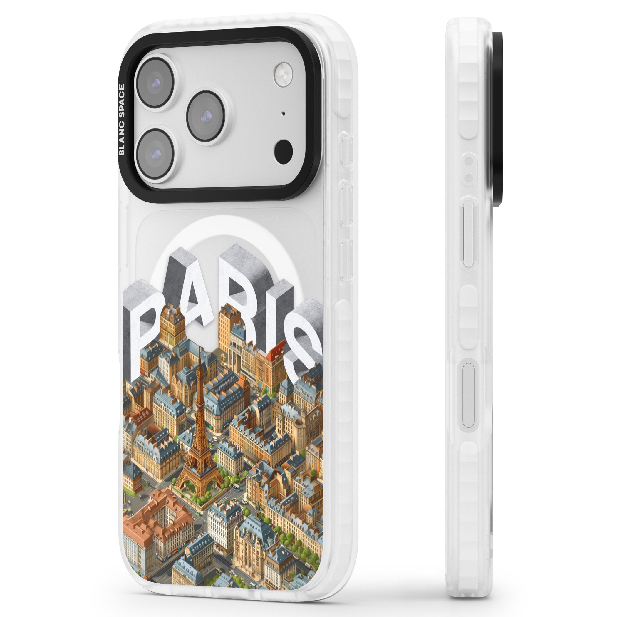 Paris iPhone 17 Pro Impact Pro Clear Phone Case Side Profile