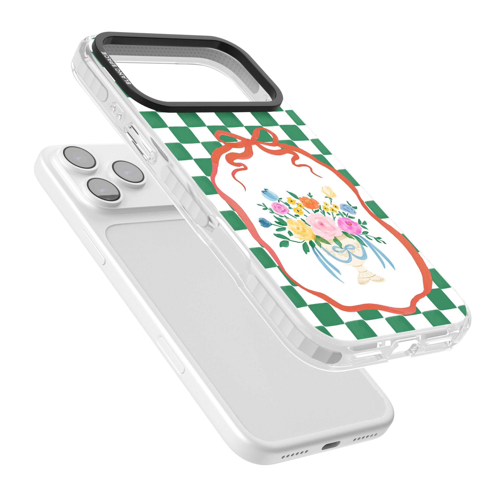 Green Checked Bouquet iPhone 17 Pro Impact Pro Clear Phone Case Colours