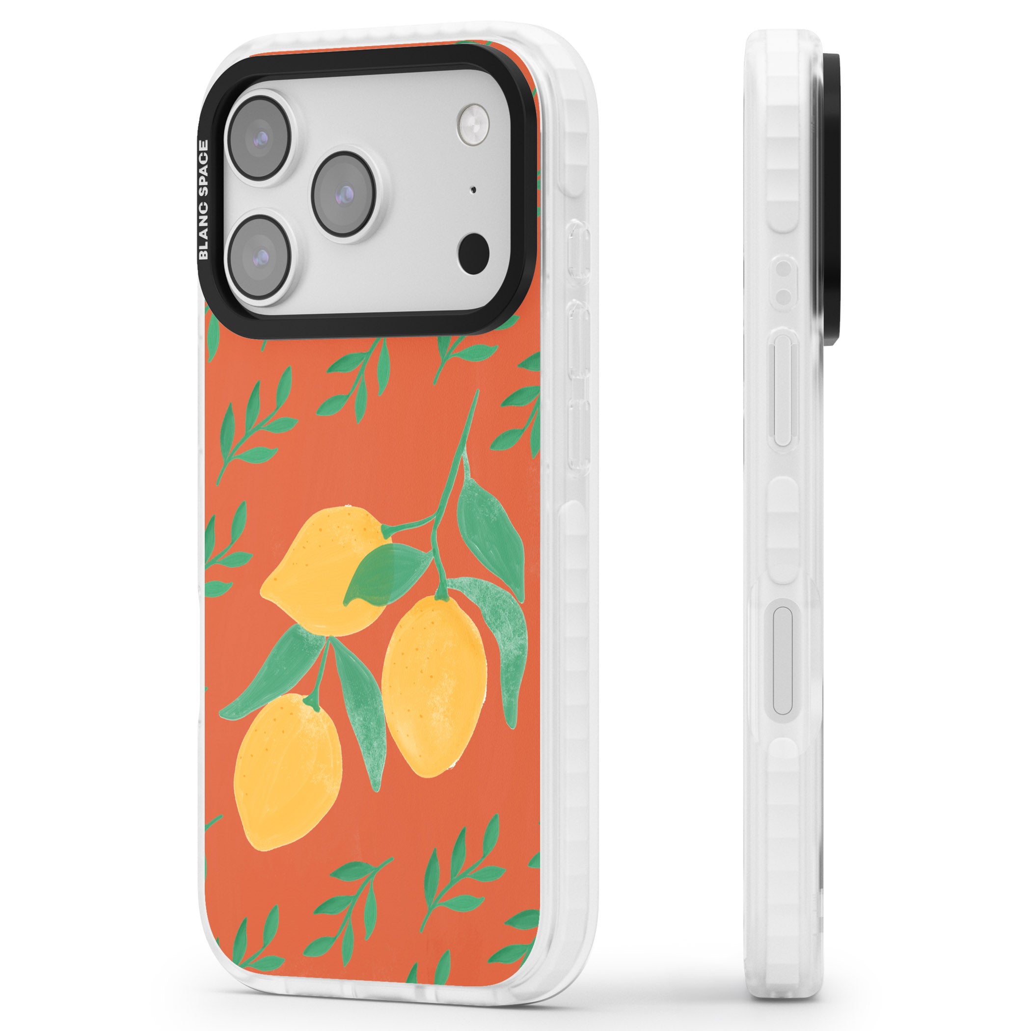 Tuscan Lemons iPhone 17 Pro Impact Pro Clear Phone Case Side Profile