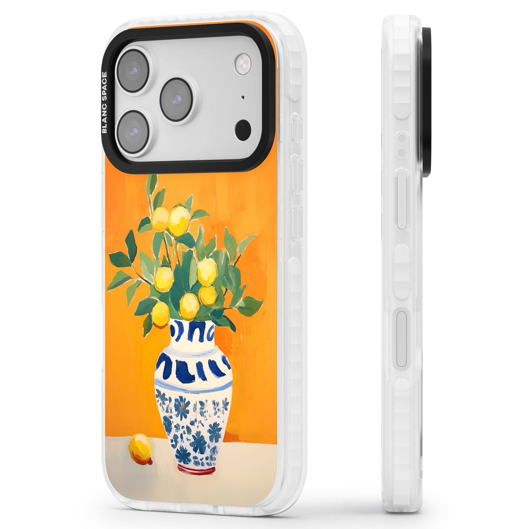 Lemon Vase iPhone 17 Pro Impact Pro Clear Phone Case Side Profile