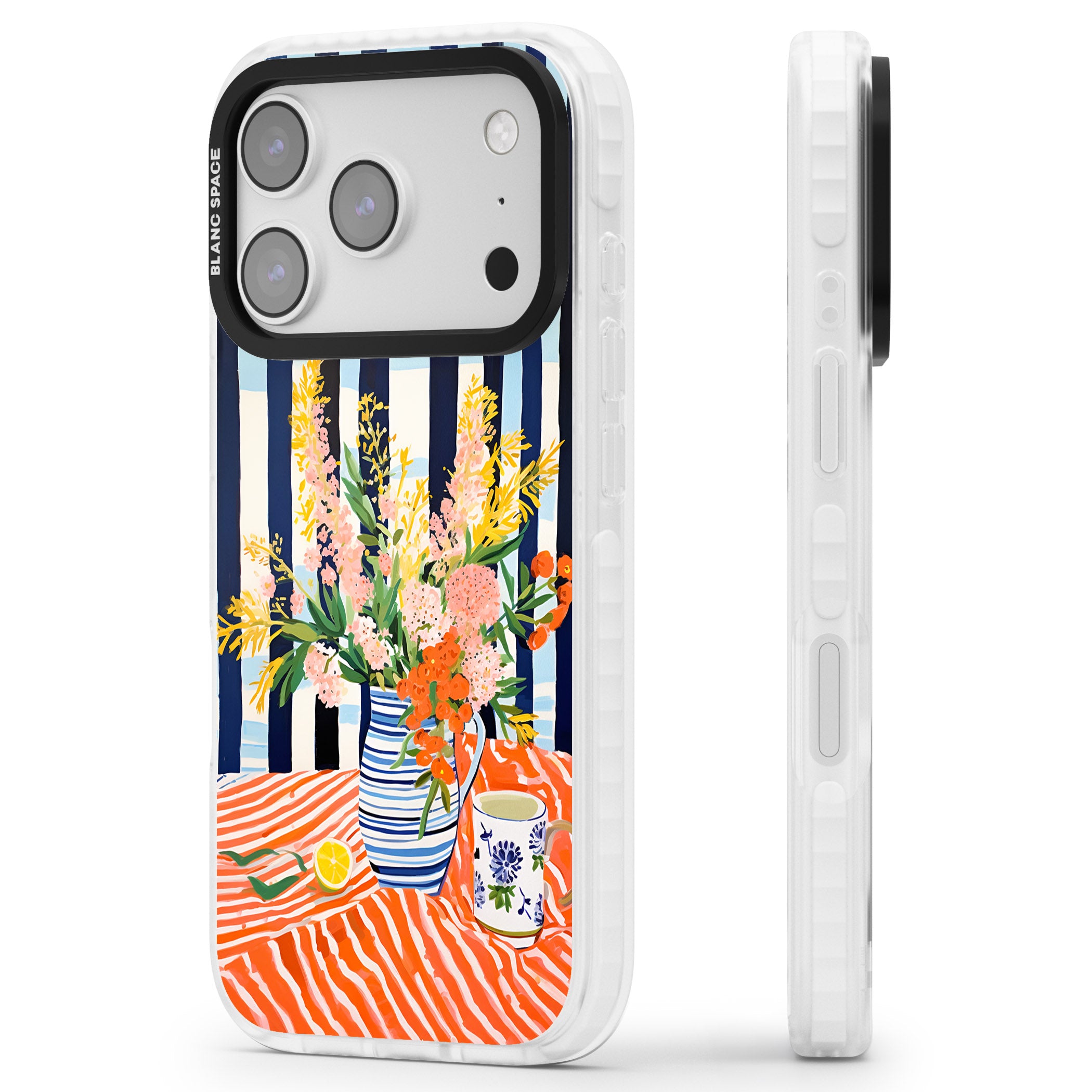 Seaside Flowers iPhone 17 Pro Impact Pro Clear Phone Case Side Profile