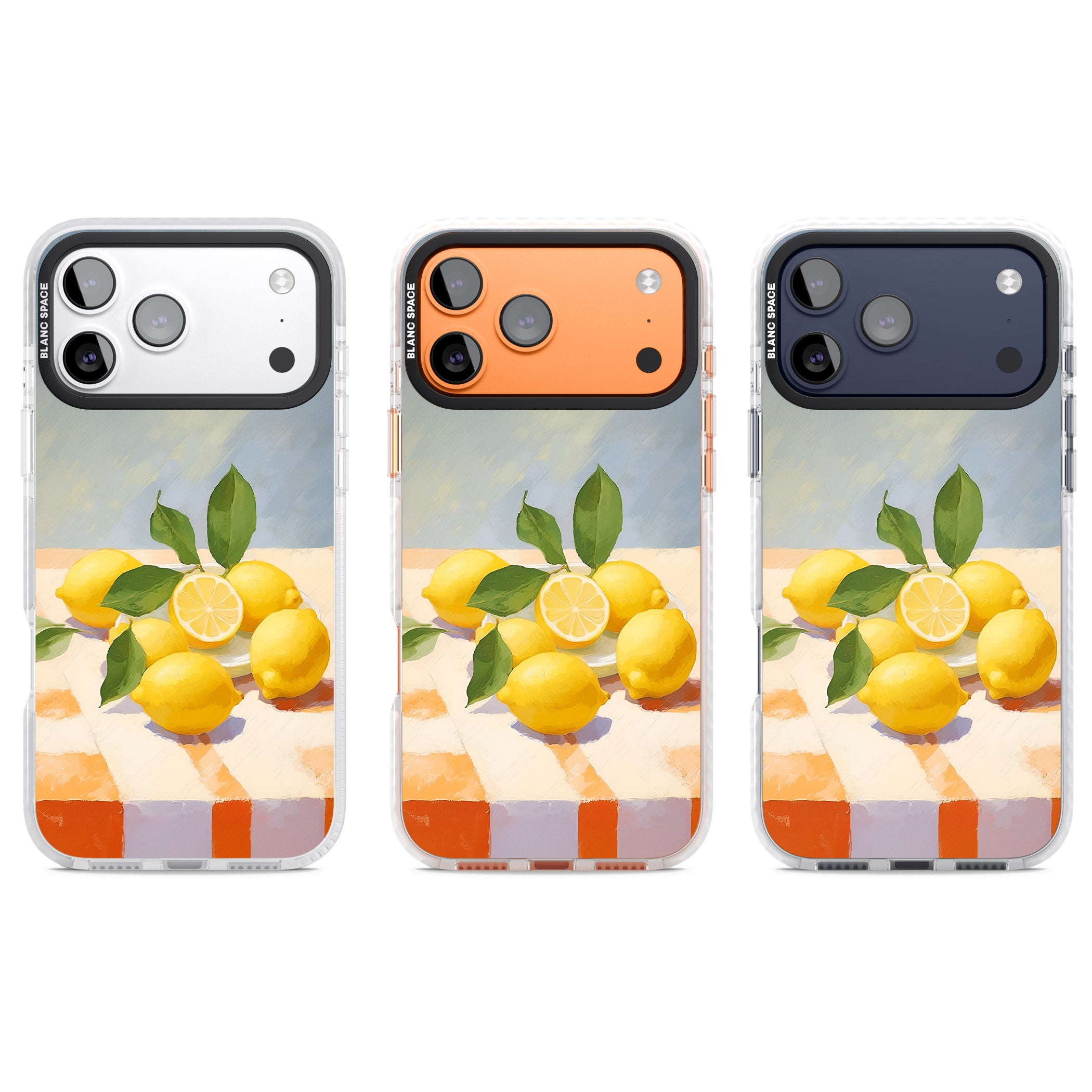 Lemons on Checkered Cloth iPhone 17 Pro Impact Pro Clear Phone Case APT Impact Protection