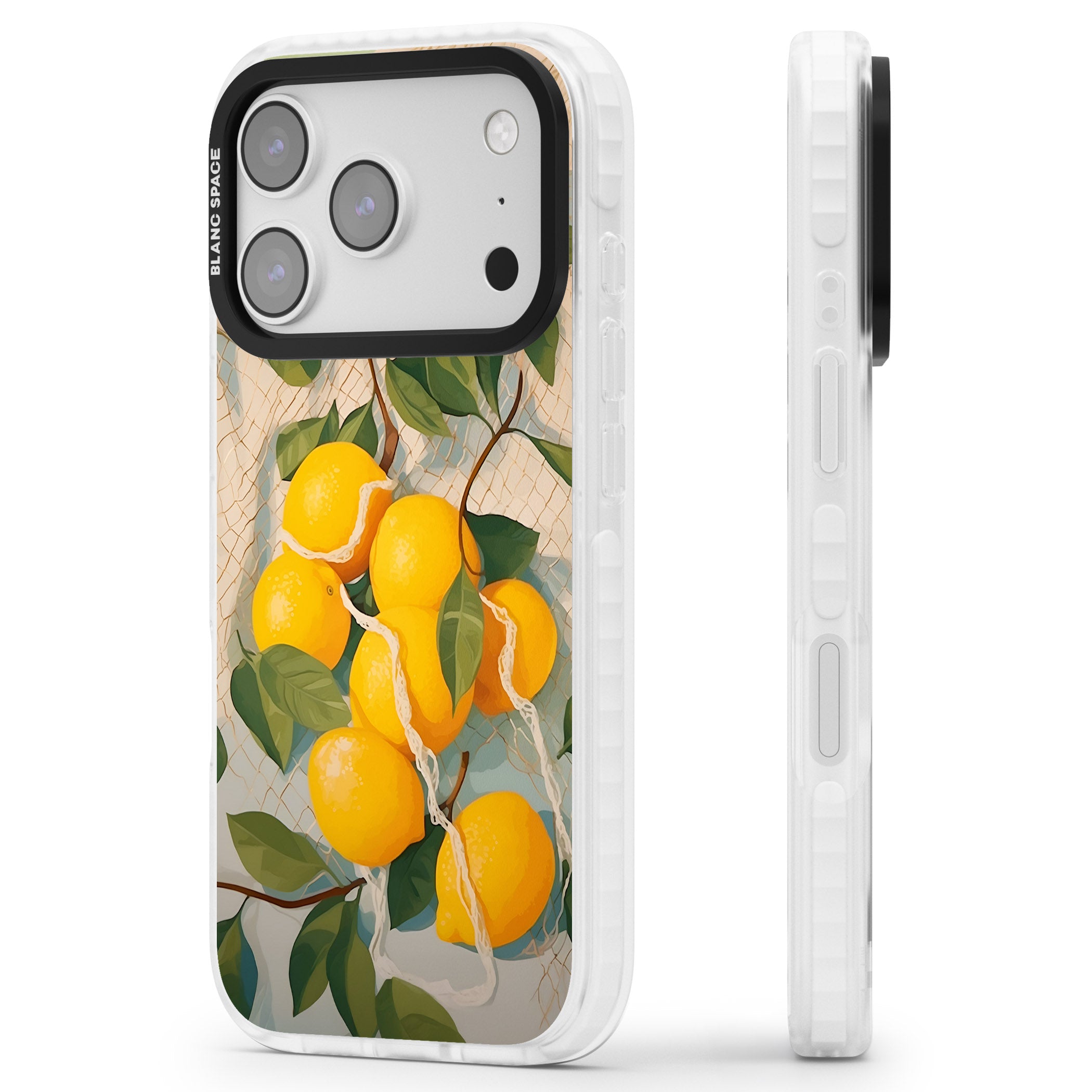 Lemon Vines iPhone 17 Pro Impact Pro Clear Phone Case Side Profile