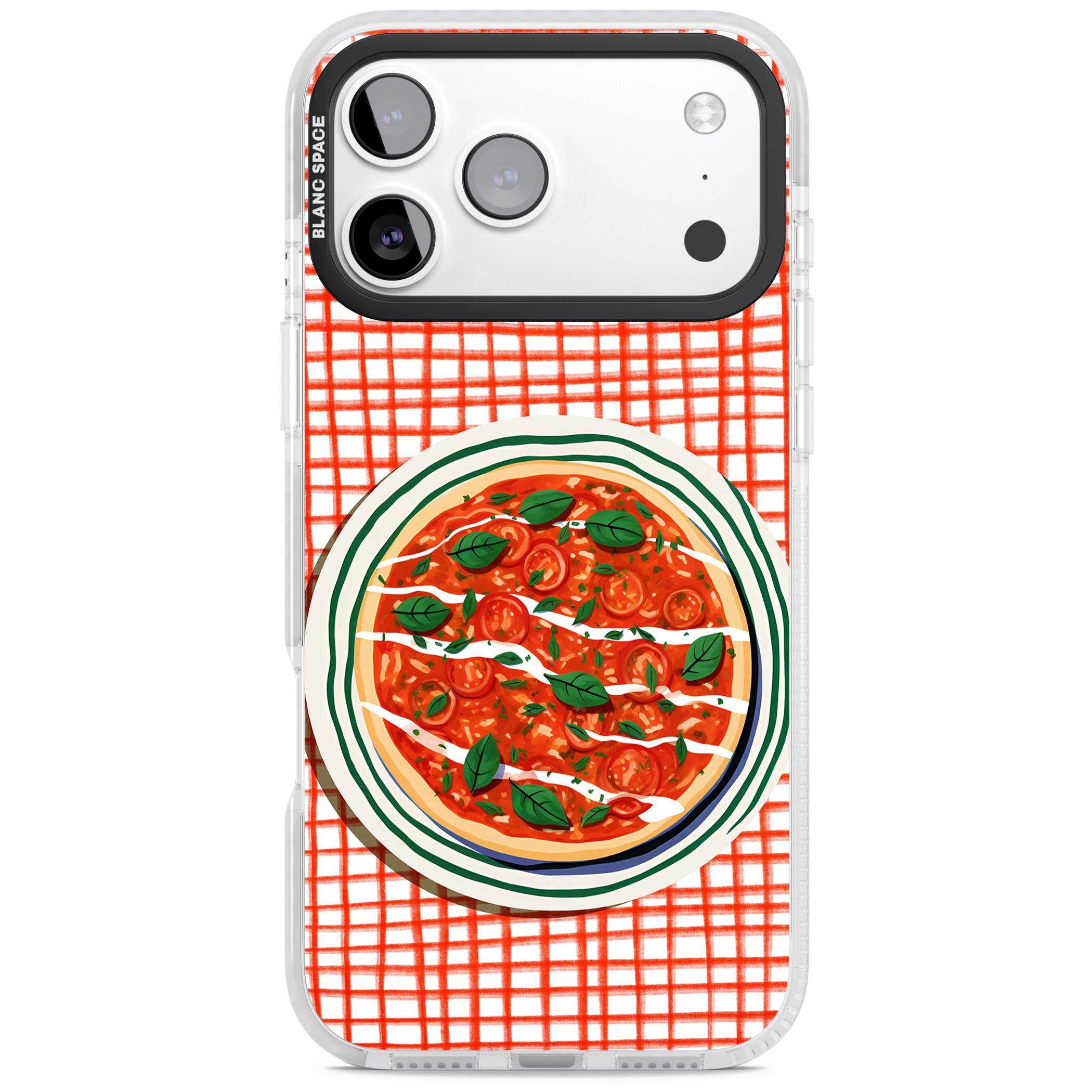 Margherita On Red Check iPhone 17 Pro Impact Pro Clear Phone Case