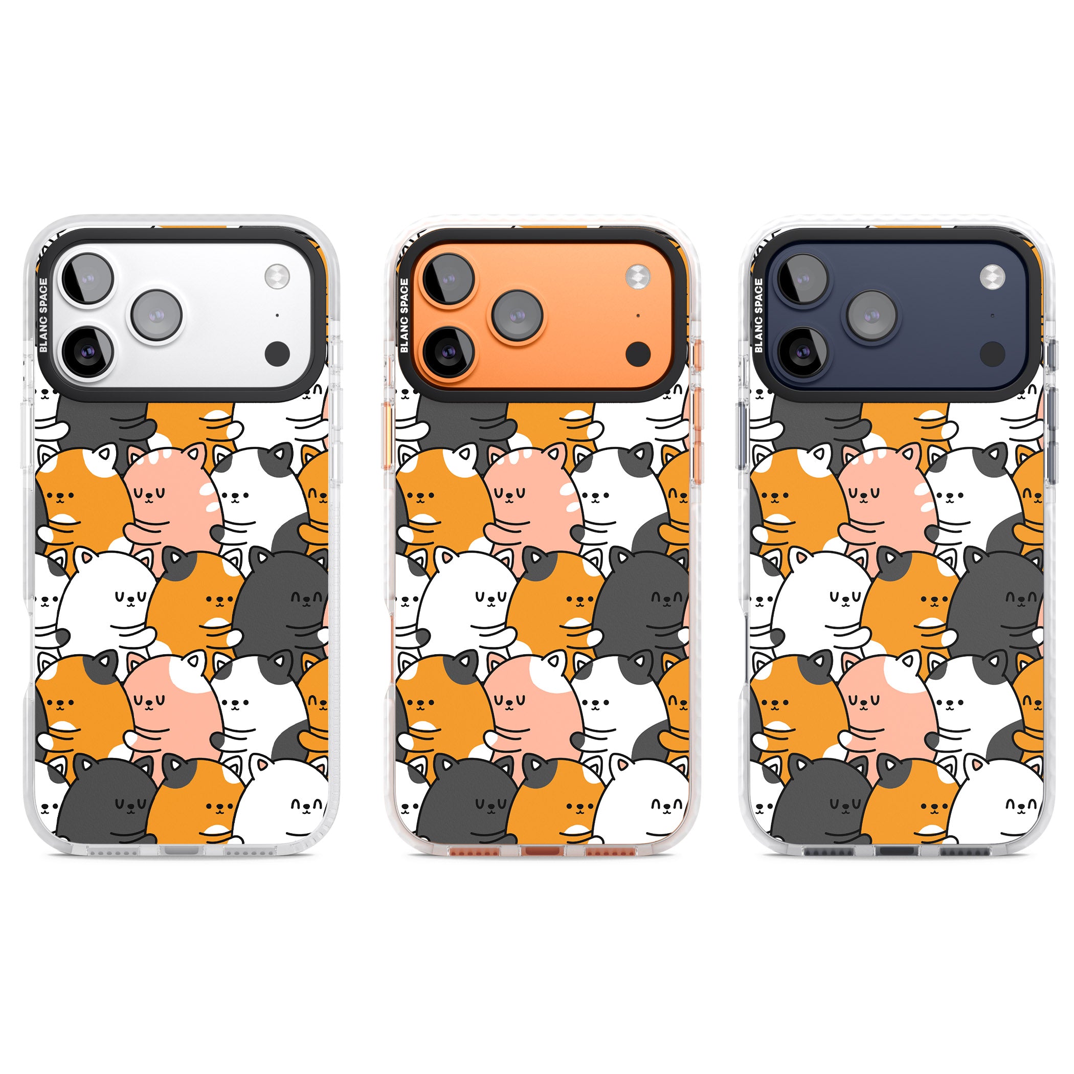 Spooning Cats Kawaii Pattern iPhone 17 Pro Impact Pro Clear Phone Case APT Impact Protection