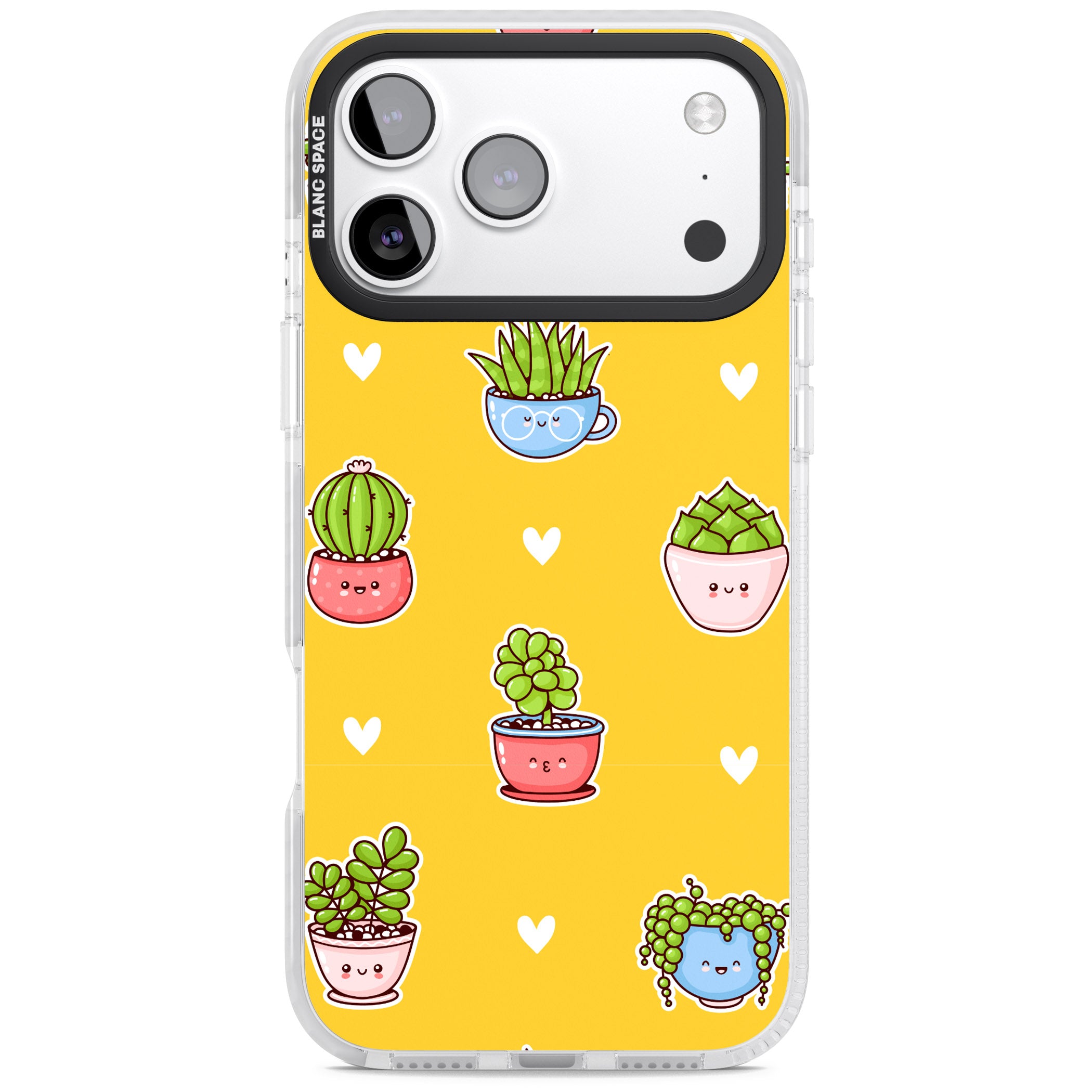 Plant Faces Kawaii Pattern iPhone 17 Pro Impact Pro Clear Phone Case