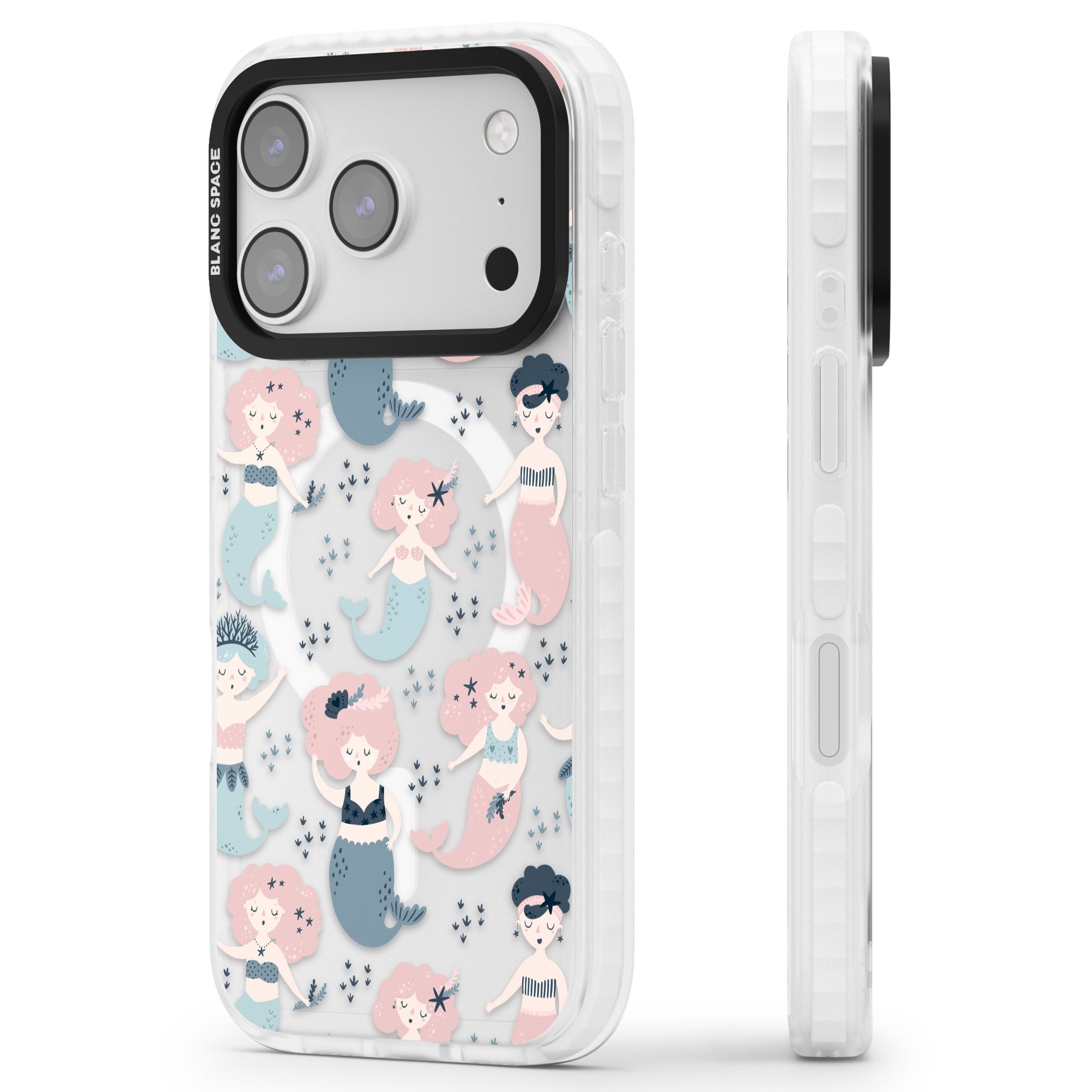 Under The Sea Mermaids (Clear) iPhone 17 Pro Impact Pro Clear Phone Case Side Profile