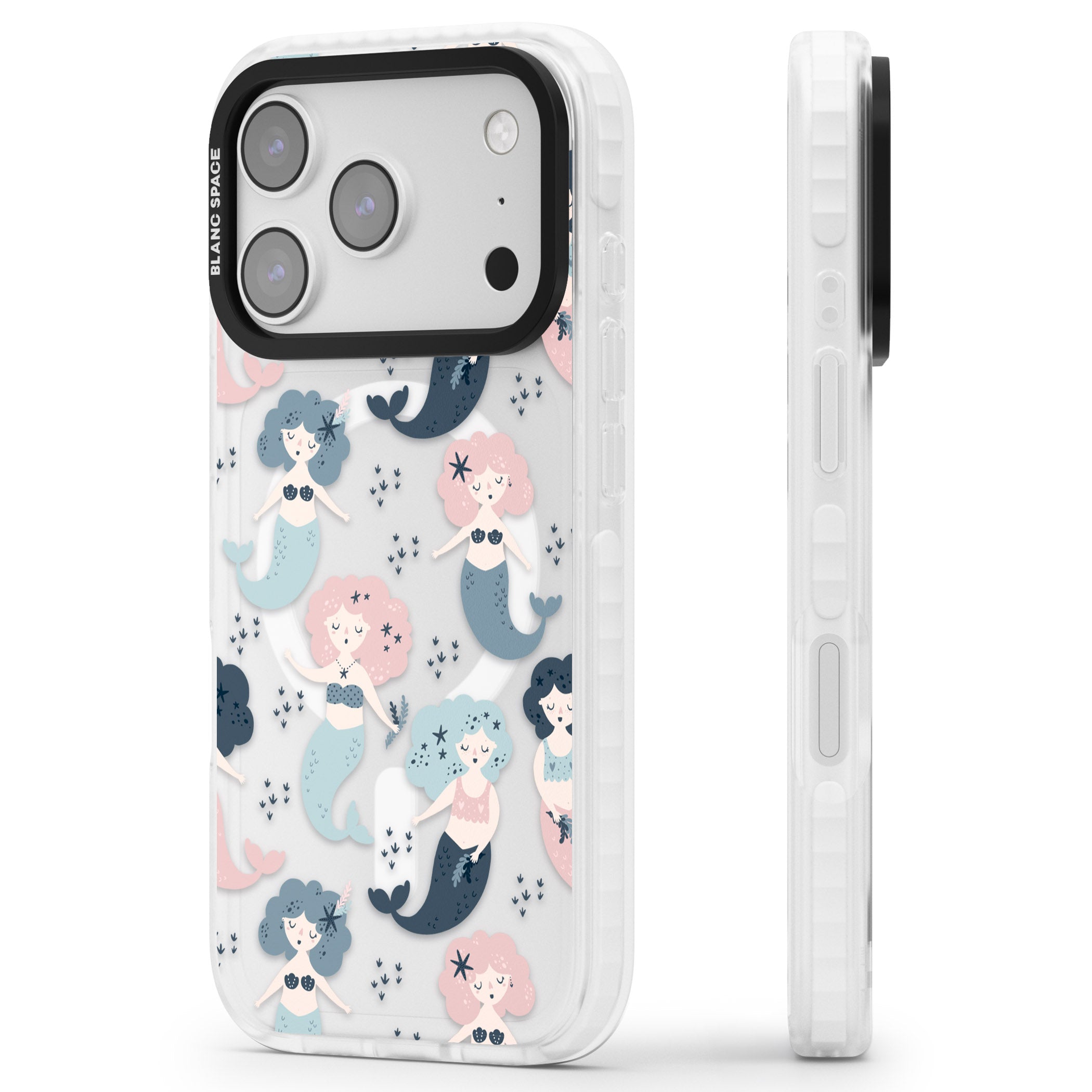 Pastel Mermaids iPhone 17 Pro Impact Pro Clear Phone Case Side Profile