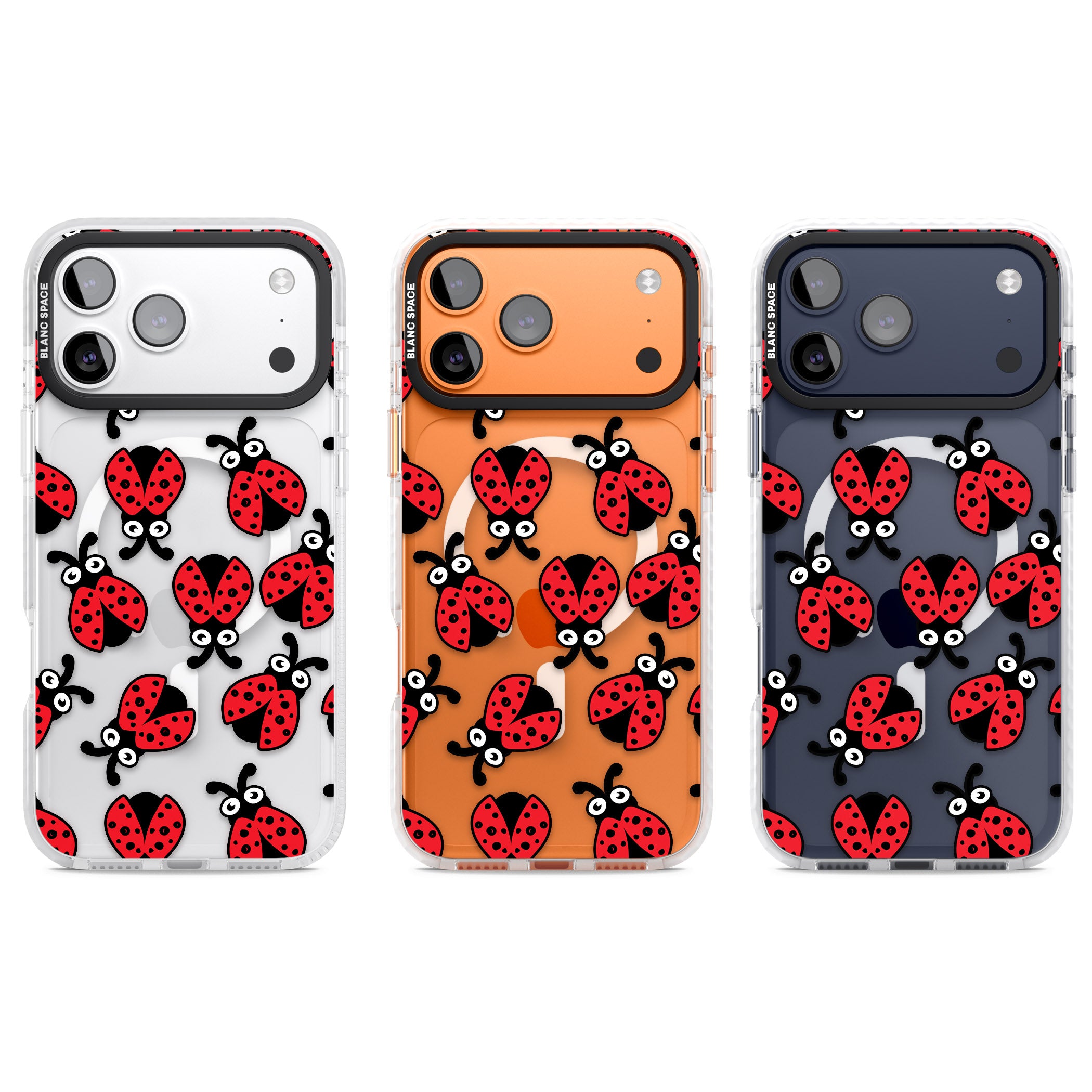 Ladybug Pattern iPhone 17 Pro Impact Pro Clear Phone Case APT Impact Protection