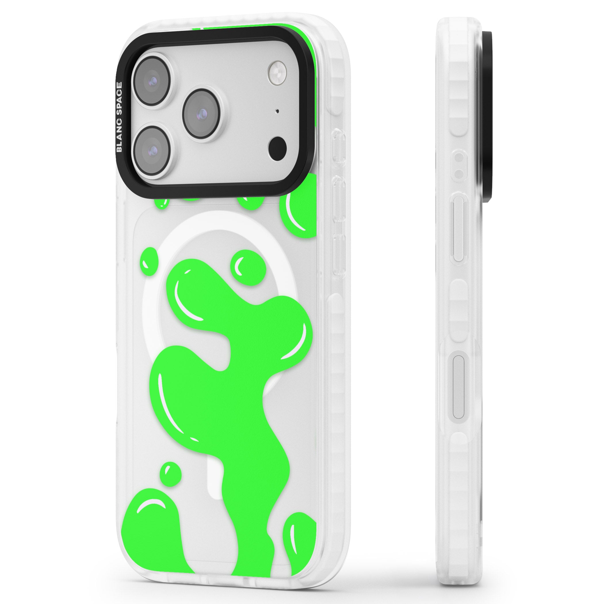 Green Lava Lamp iPhone 17 Pro Impact Pro Clear Phone Case Side Profile