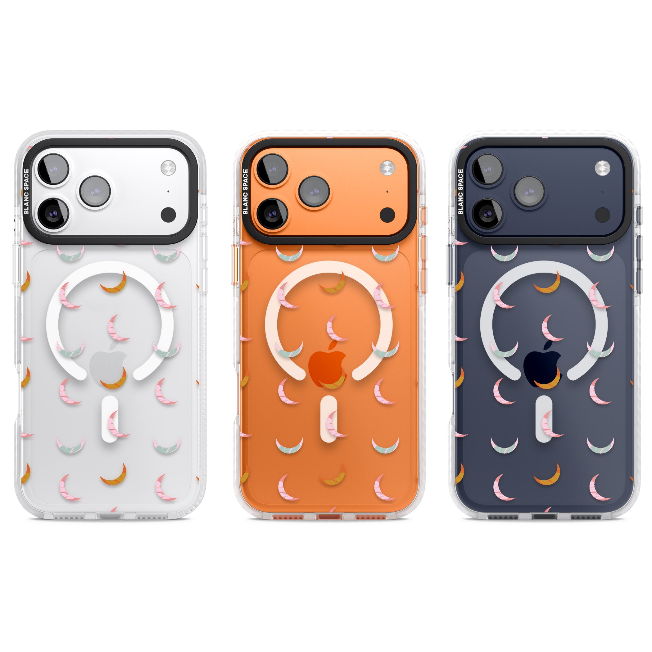 Colourful Crescent Moons iPhone 17 Pro Impact Pro Clear Phone Case APT Impact Protection