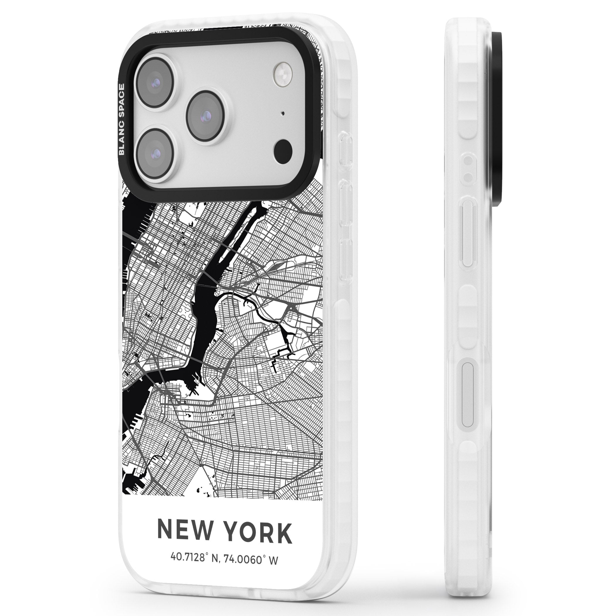 New York Map iPhone 17 Pro Impact Pro Clear Phone Case Side Profile