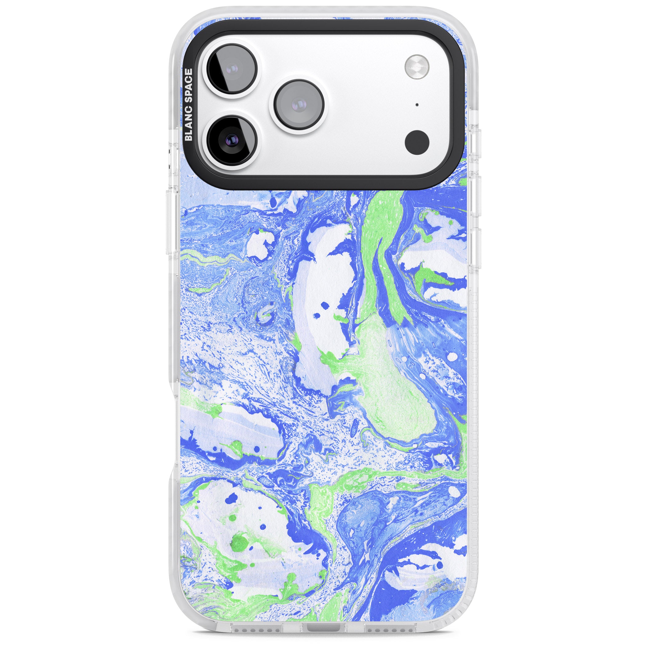 Dark Blue & Green Marbled Paper Pattern iPhone 17 Pro Impact Pro Clear Phone Case