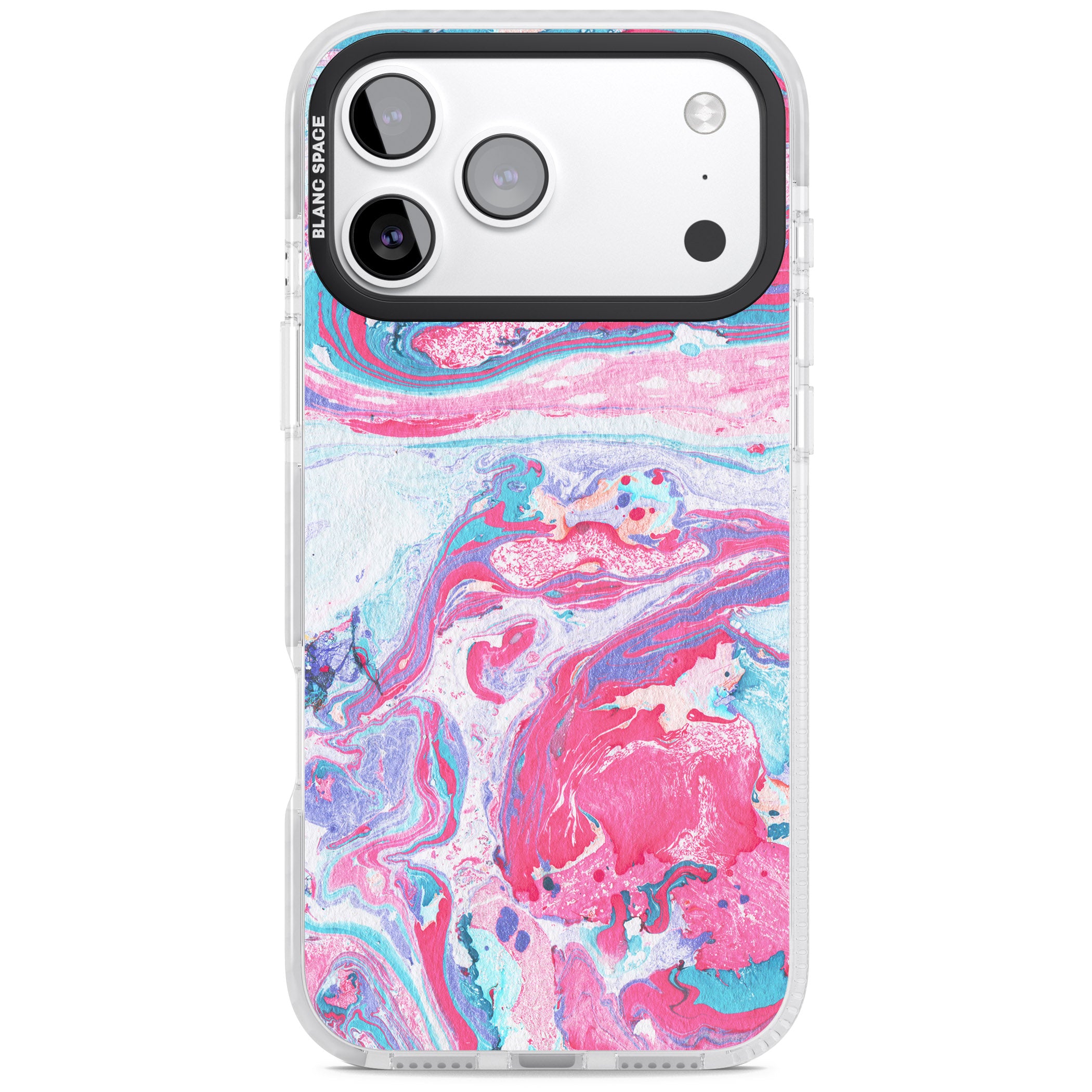 Pink, Blue & Purple Marbled Paper Pattern iPhone 17 Pro Impact Pro Clear Phone Case