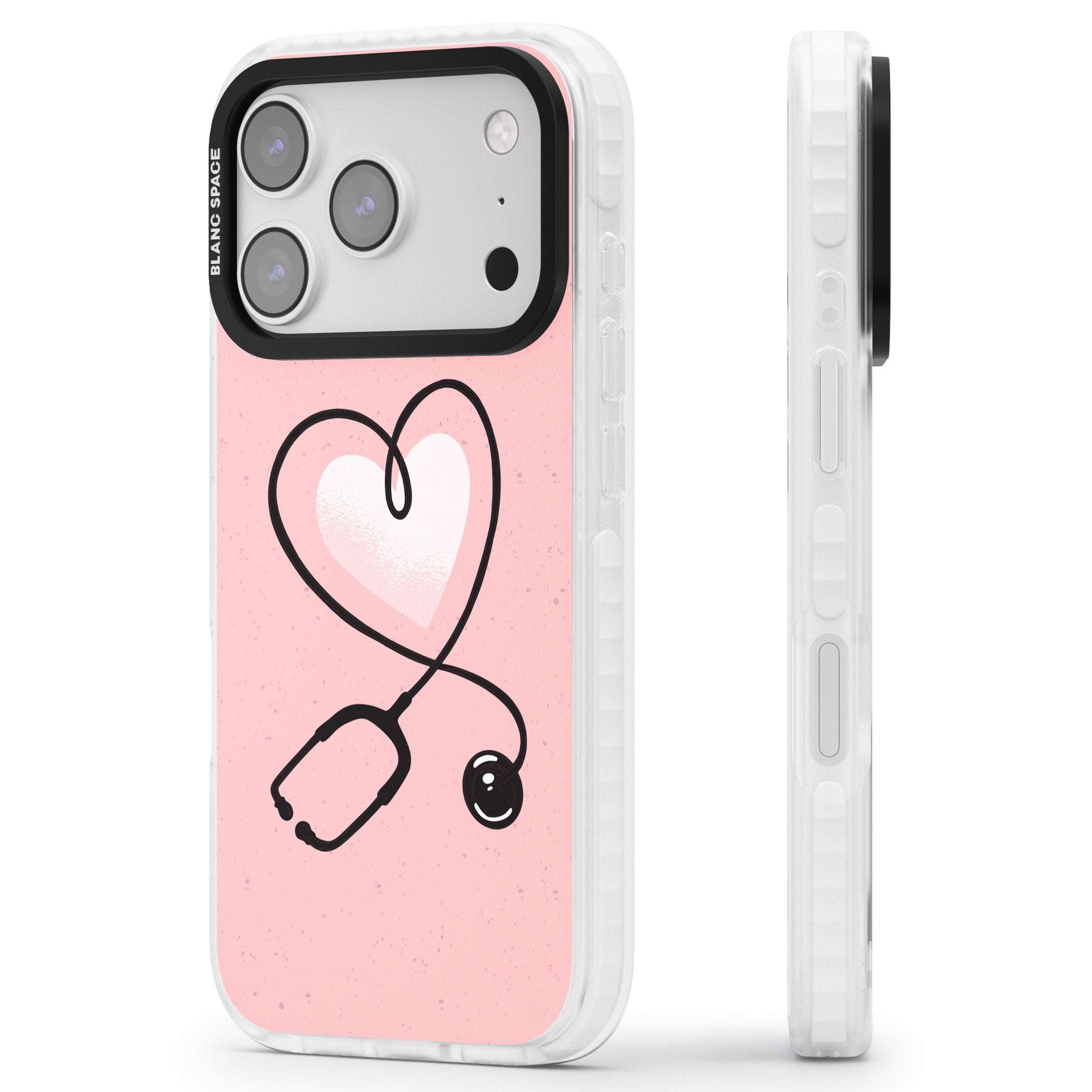 Stethoscope Heart iPhone 17 Pro Impact Pro Clear Phone Case Side Profile