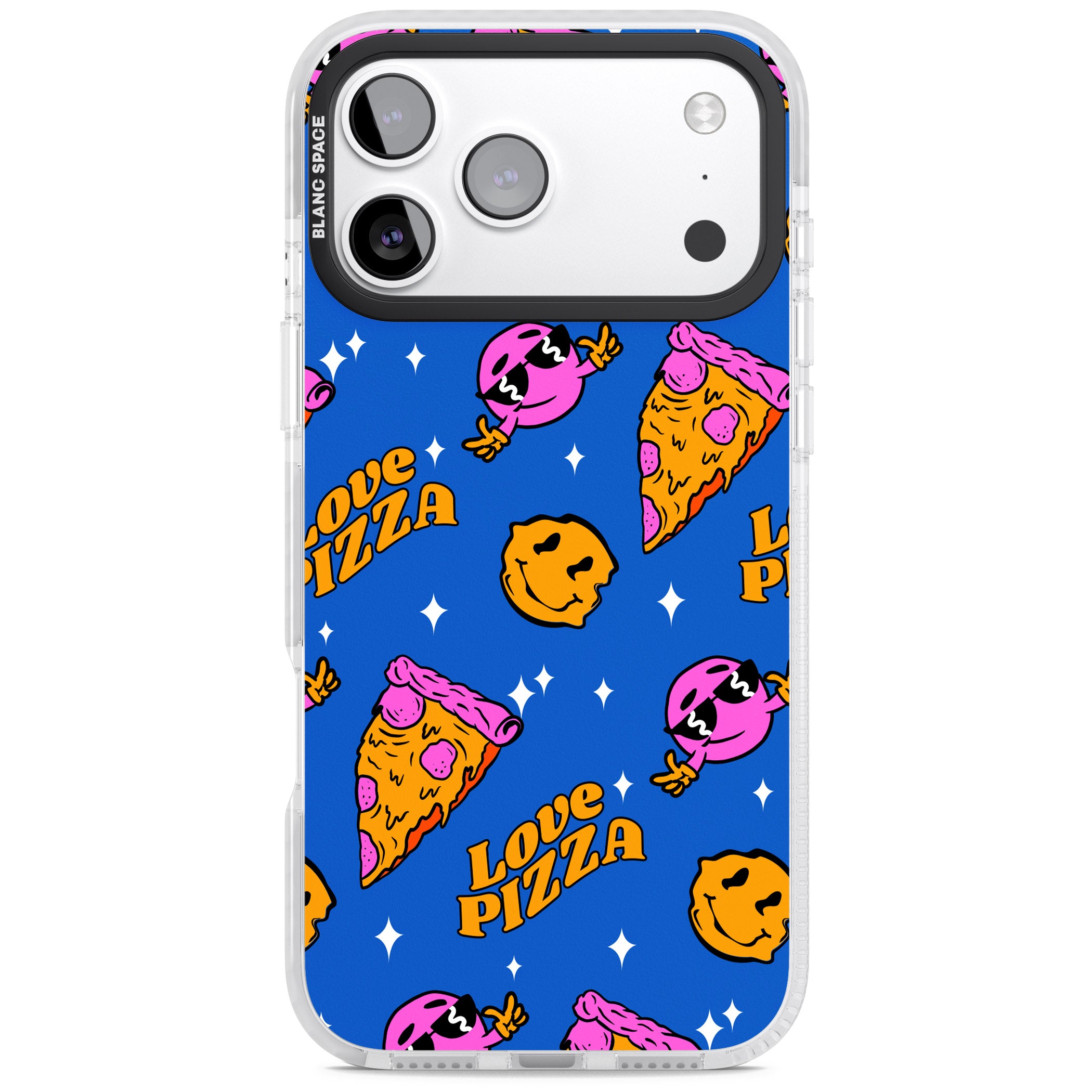 Psychedelic Love Pizza Pattern iPhone 17 Pro Impact Pro Clear Phone Case
