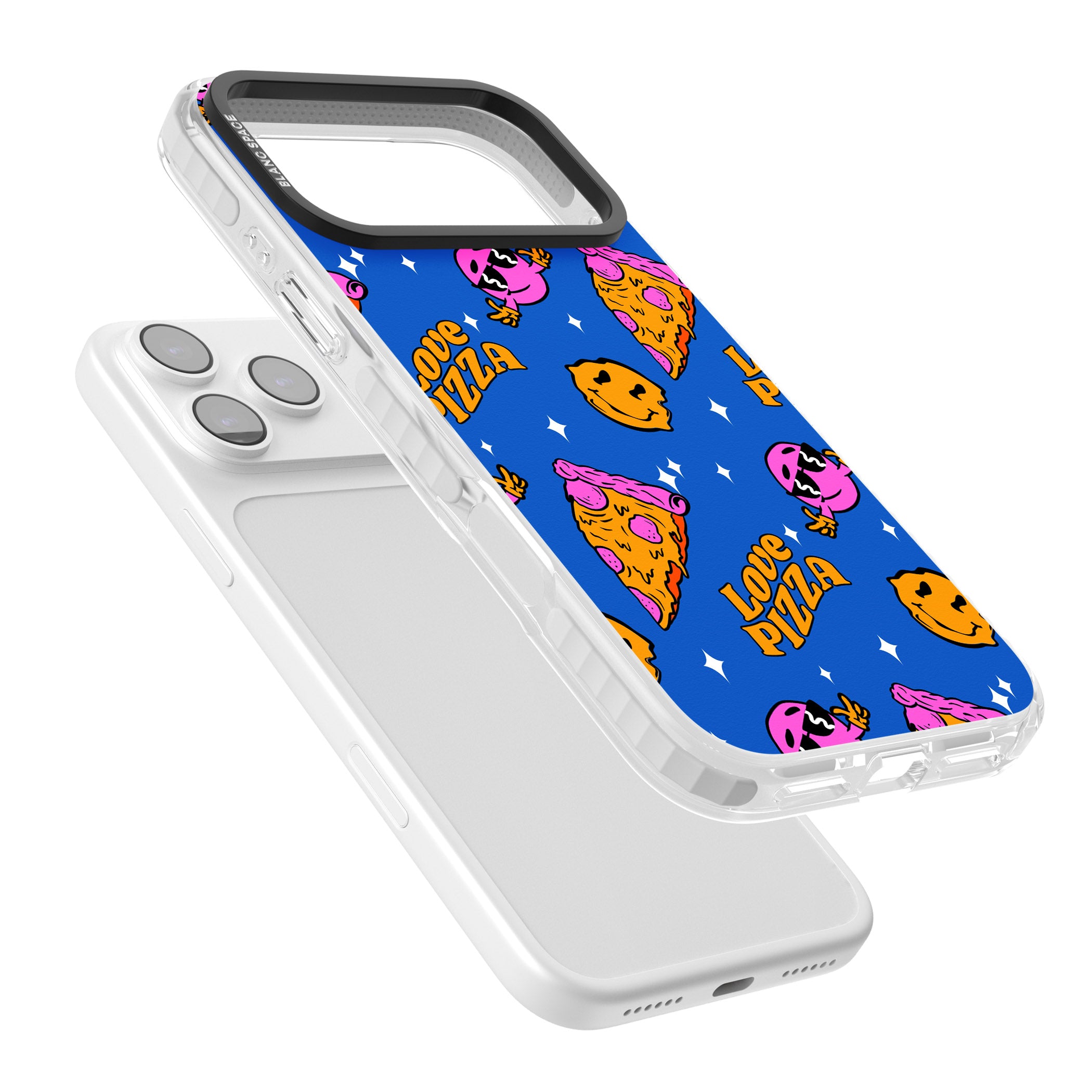 Psychedelic Love Pizza Pattern iPhone 17 Pro Impact Pro Clear Phone Case Colours