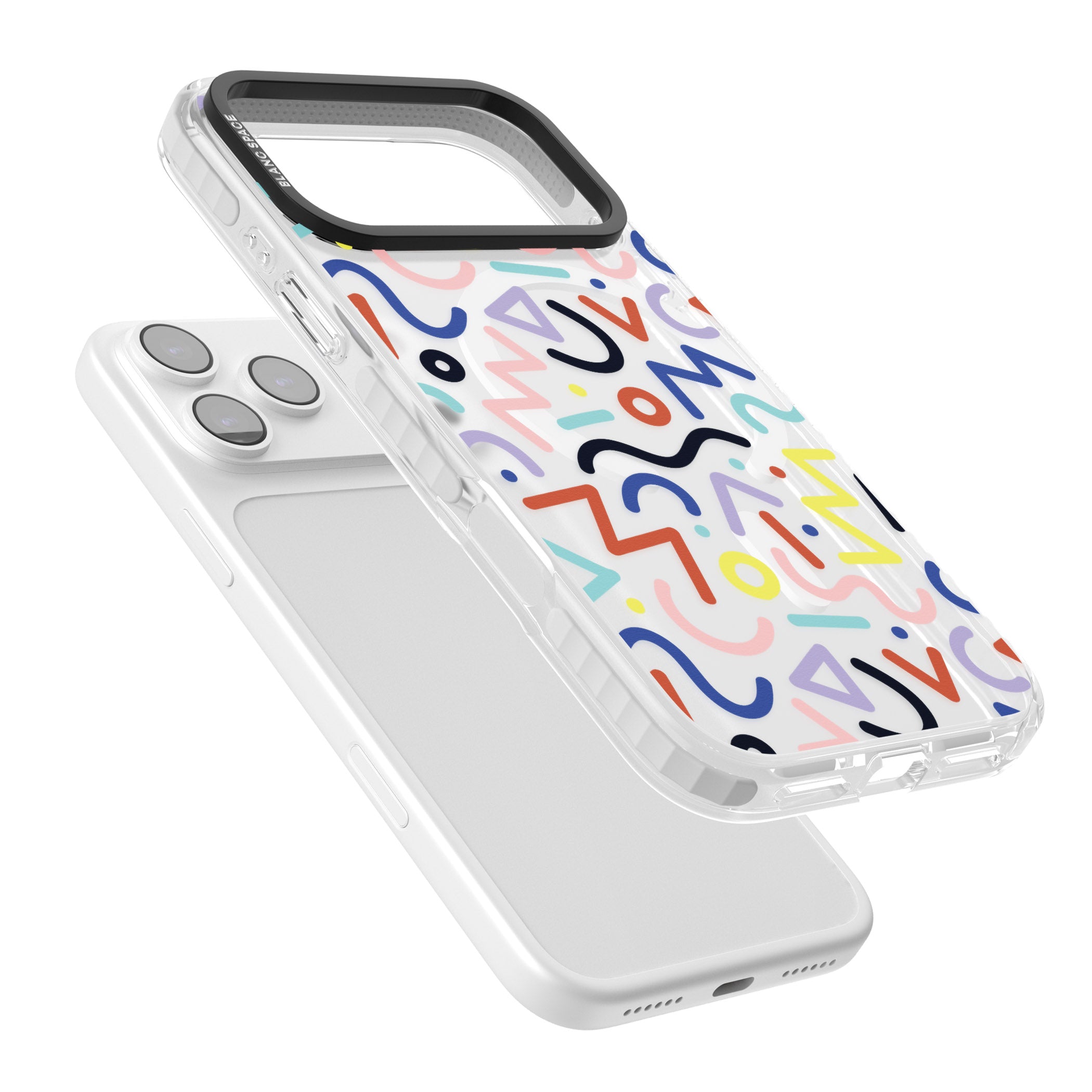 Memphis Retro Pattern iPhone 17 Pro Impact Pro Clear Phone Case Colours