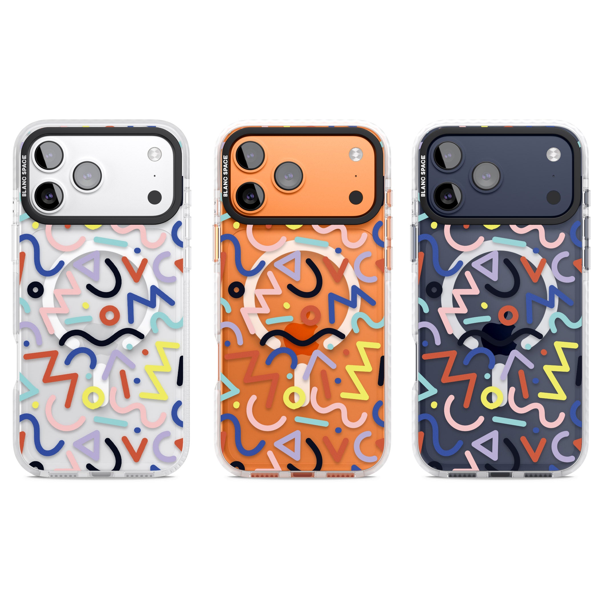 Memphis Retro Pattern iPhone 17 Pro Impact Pro Clear Phone Case APT Impact Protection