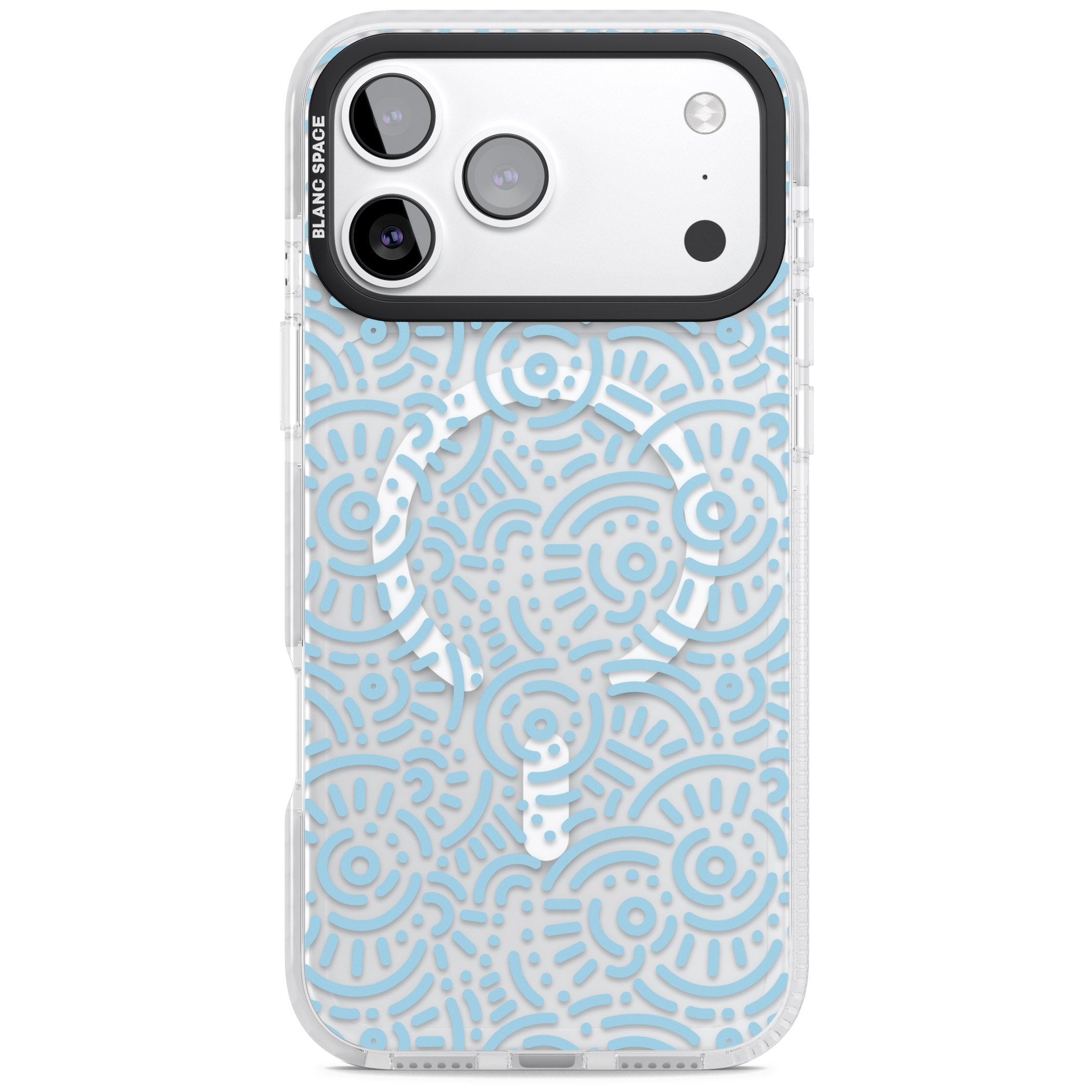 Light Blue Retro Pattern iPhone 17 Pro Impact Pro Clear Phone Case