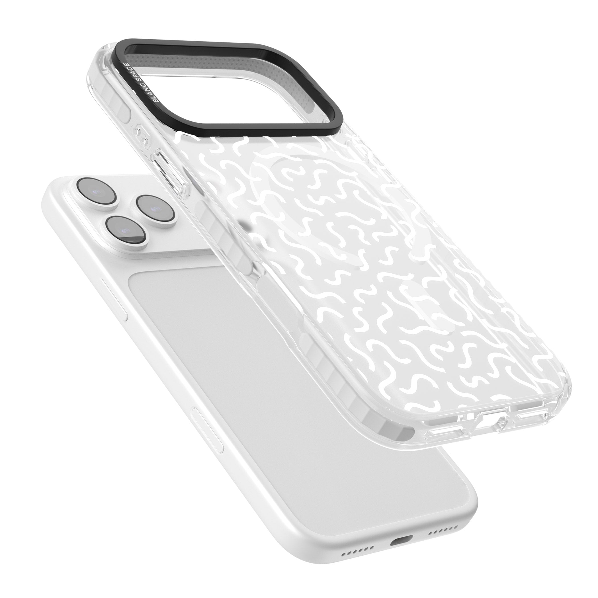 Black & White Wavy Pattern iPhone 17 Pro Impact Pro Clear Phone Case Colours