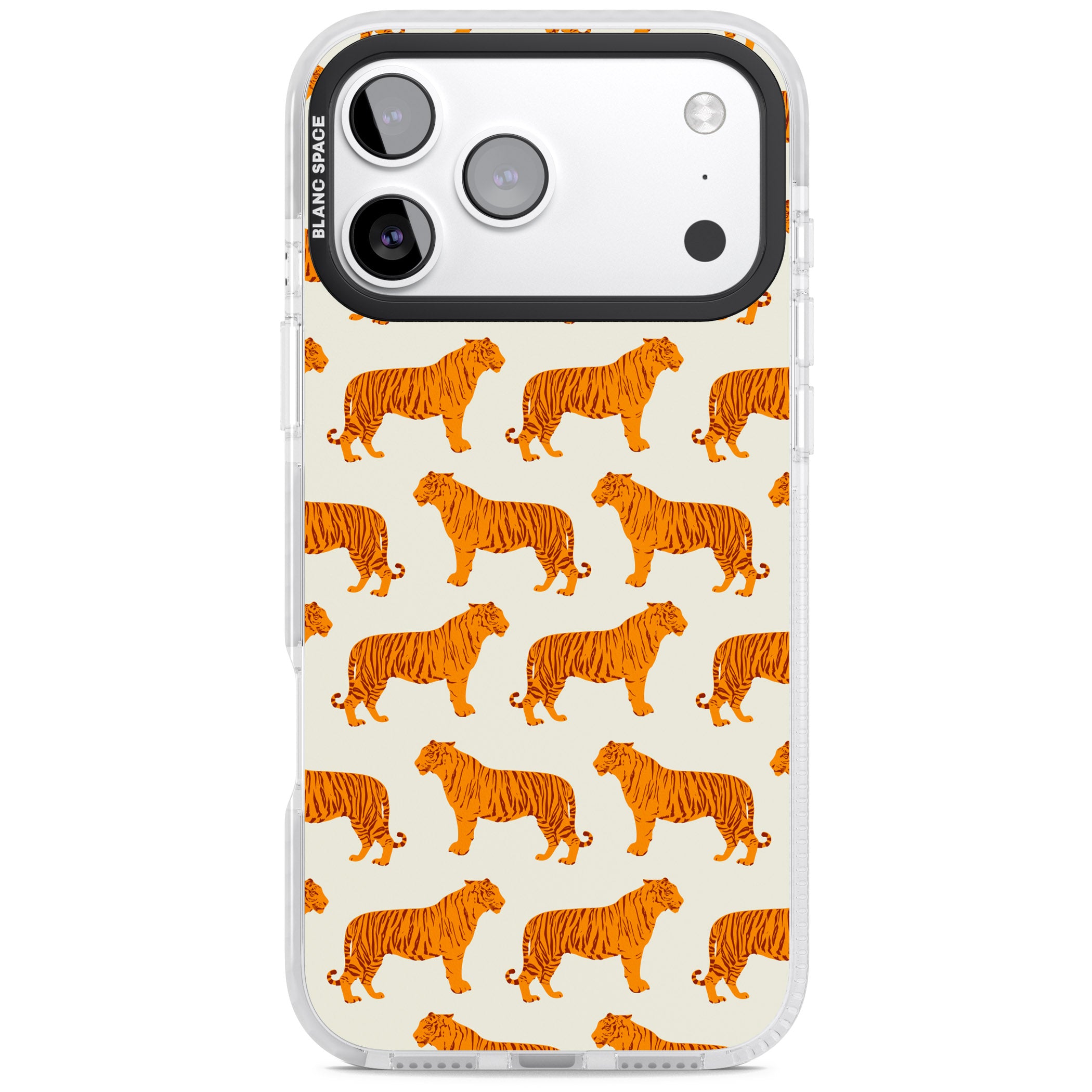 Trendy Tiger Patterns Tigers On Khaki iPhone 17 Pro Impact Pro Clear Phone Case
