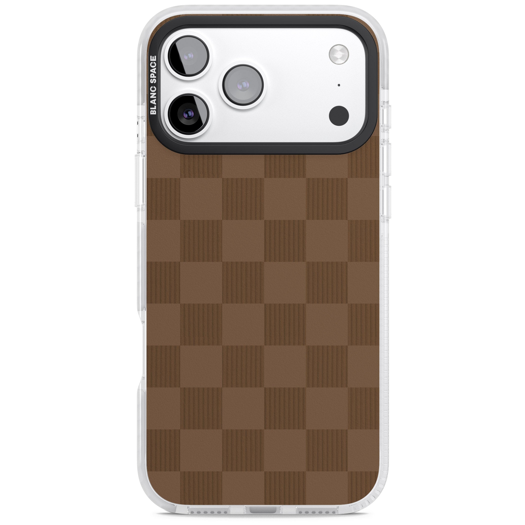 Chocolate Checkered iPhone 17 Pro Impact Pro Clear Phone Case