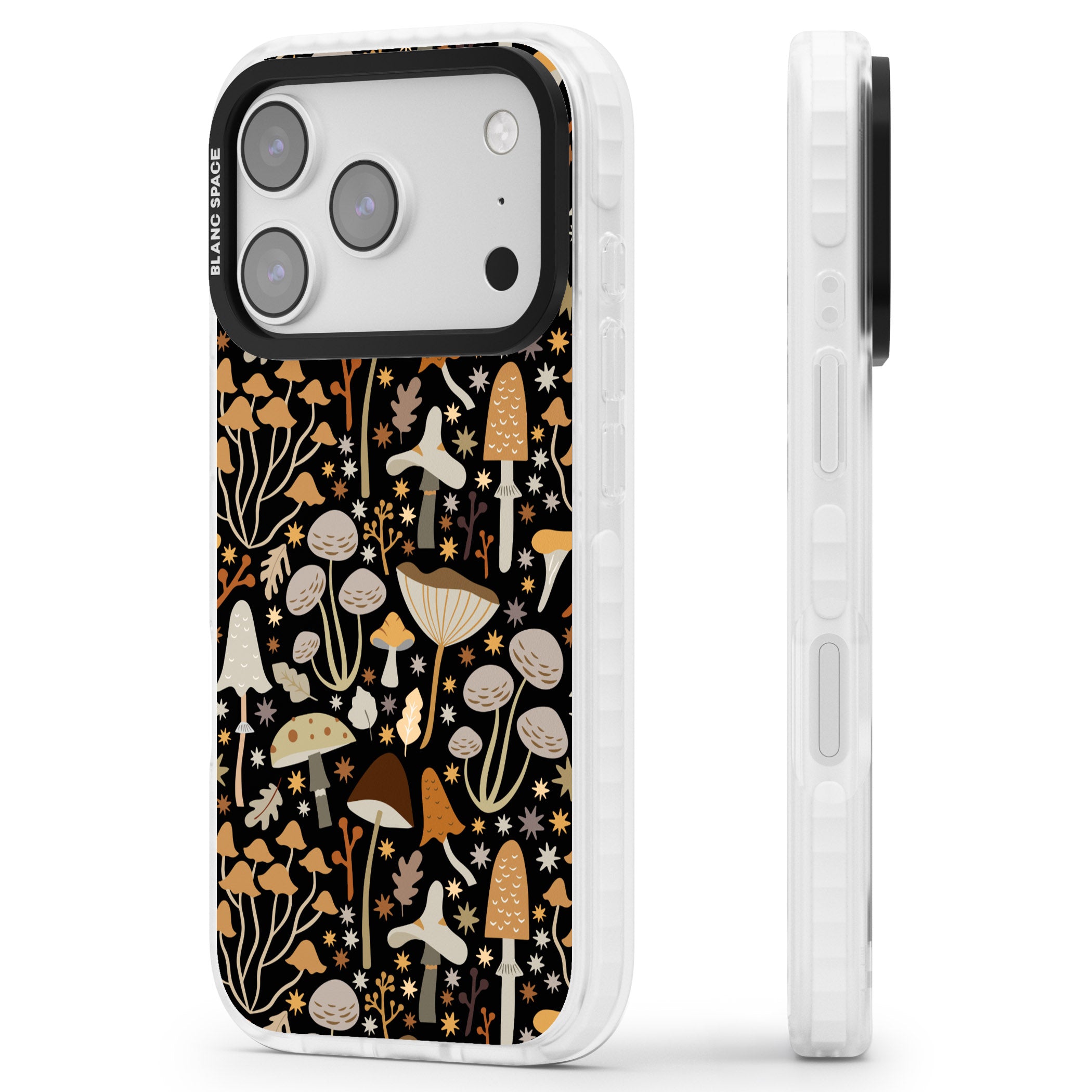 Mushroom Dream Pattern iPhone 17 Pro Impact Pro Clear Phone Case Side Profile