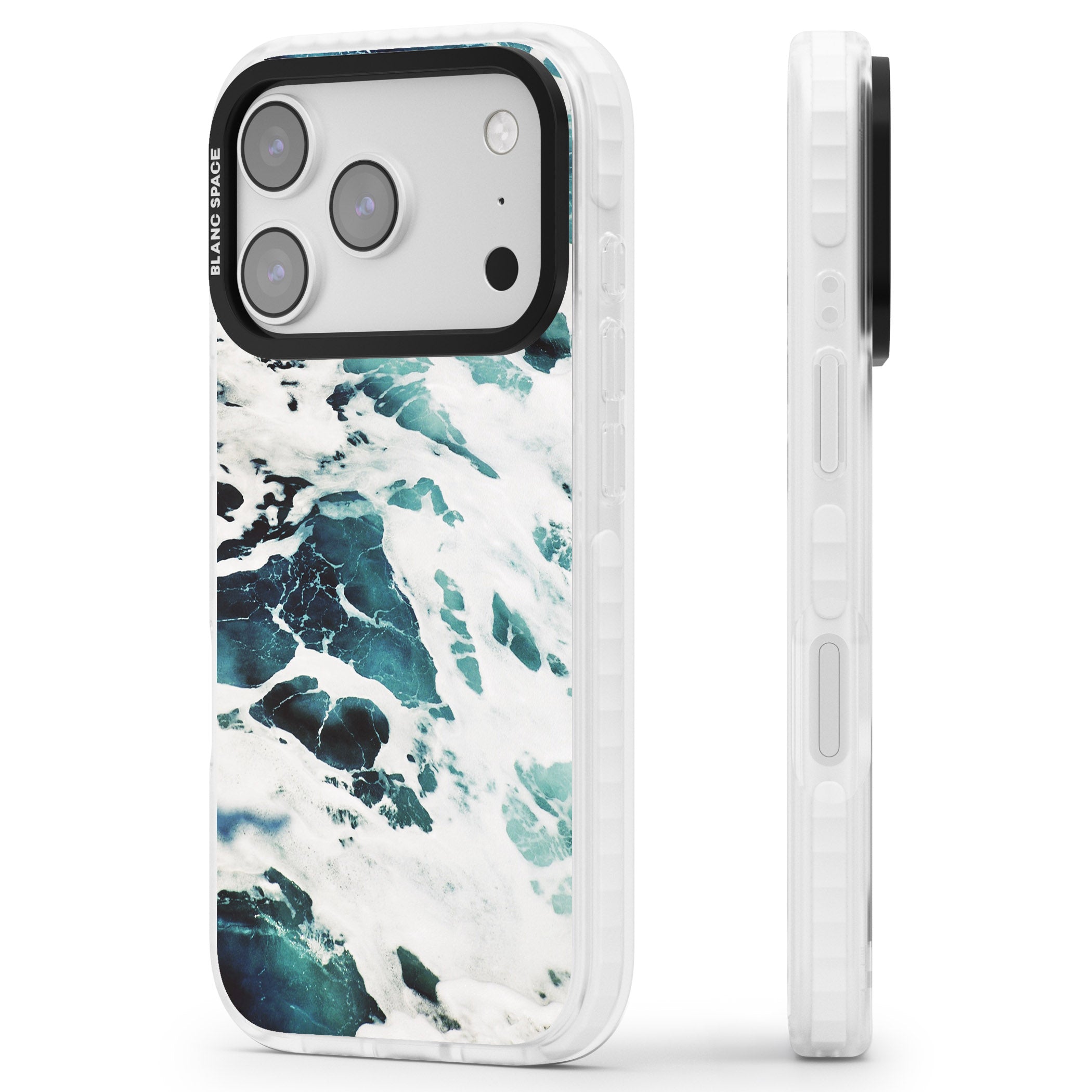Ocean Surge iPhone 17 Pro Impact Pro Clear Phone Case Side Profile